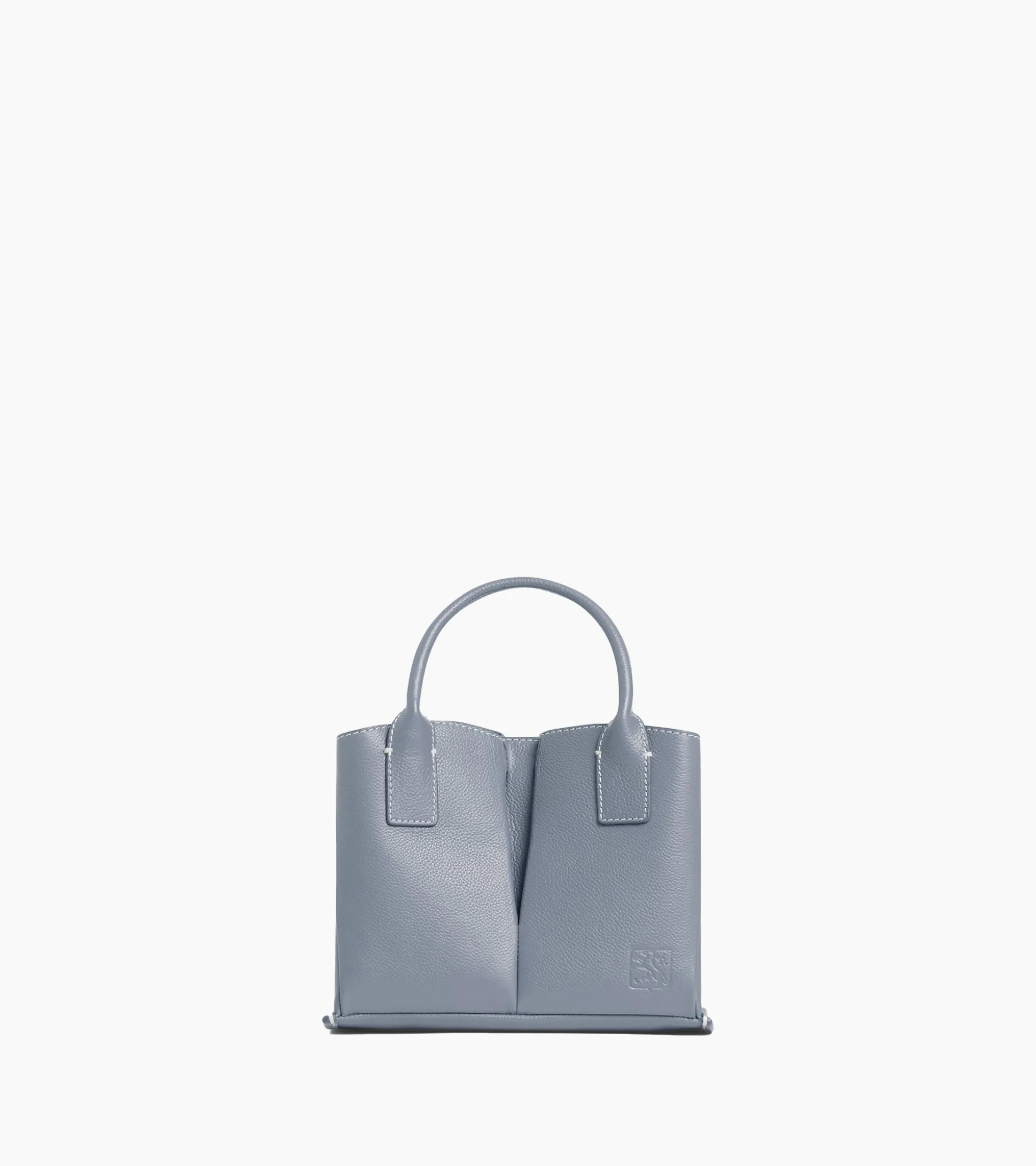 Petit sac cabas Elena en cuir grainé - BLEU ARGILE