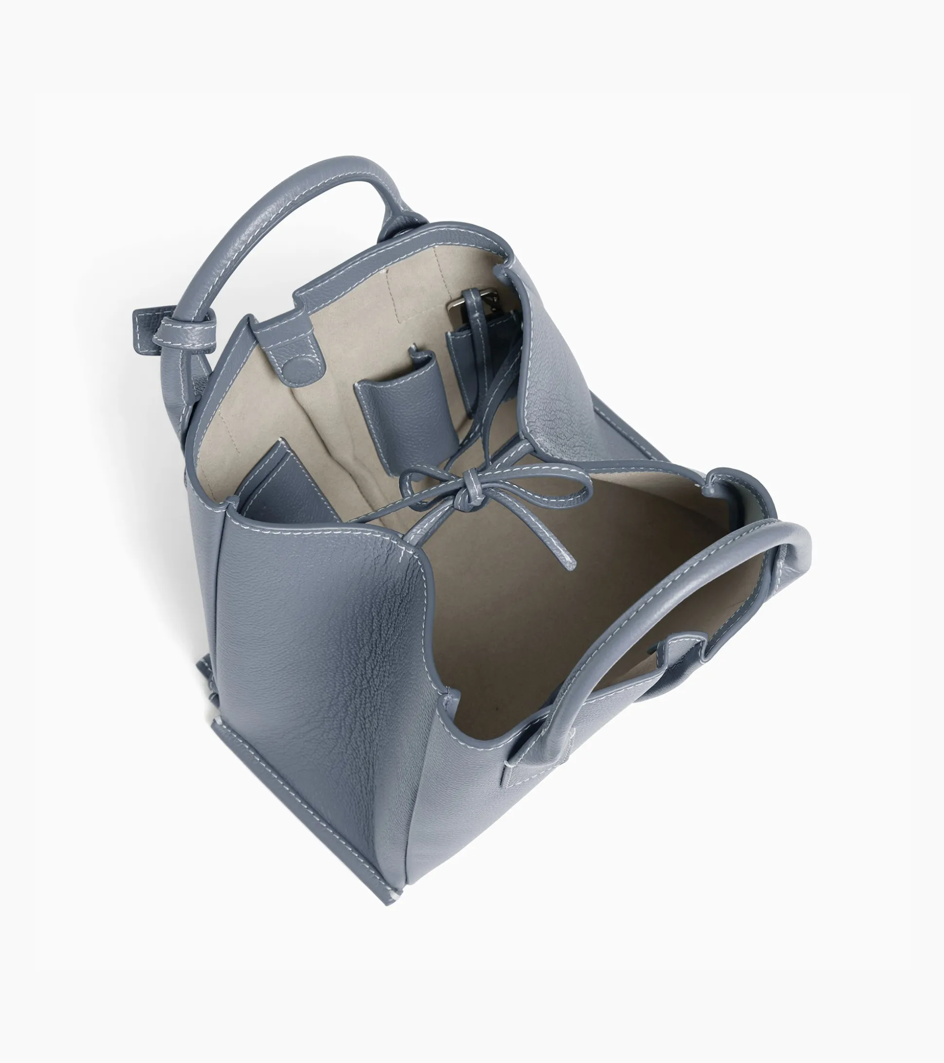 Petit sac cabas Elena en cuir grainé - BLEU ARGILE