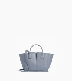 Petit sac cabas Elena en cuir grainé - BLEU ARGILE