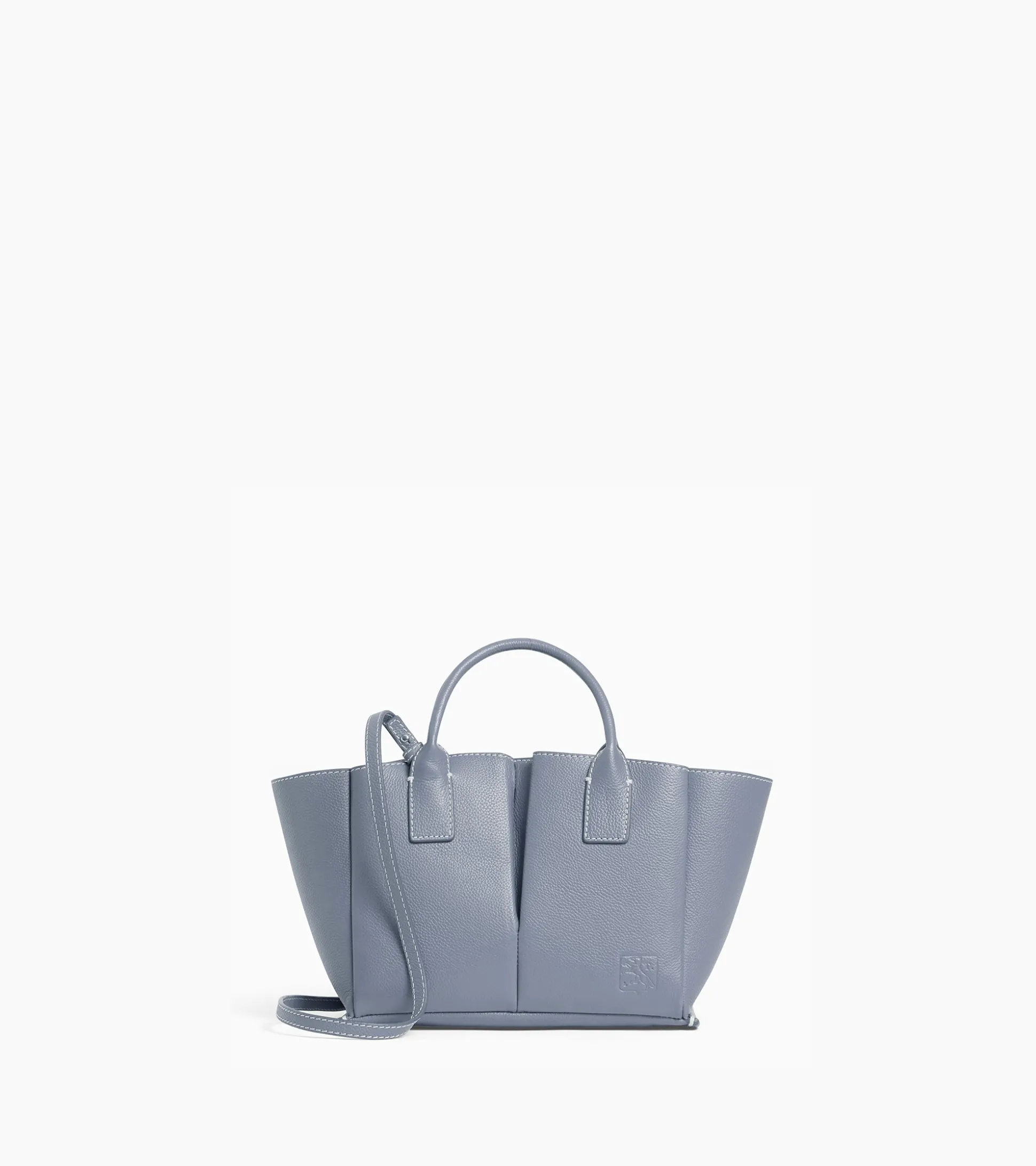 Petit sac cabas Elena en cuir grainé - BLEU ARGILE