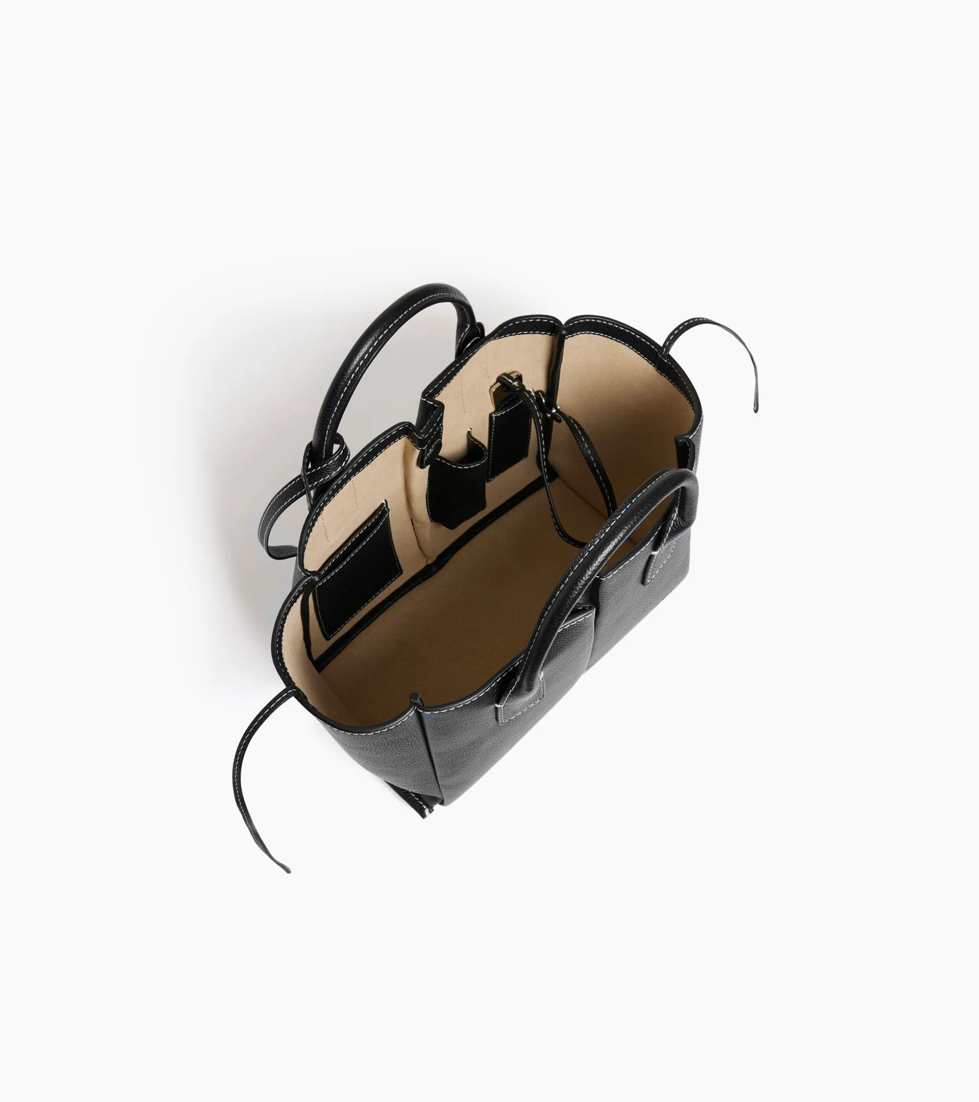Petit sac cabas Elena en cuir grainé - NOIR 1