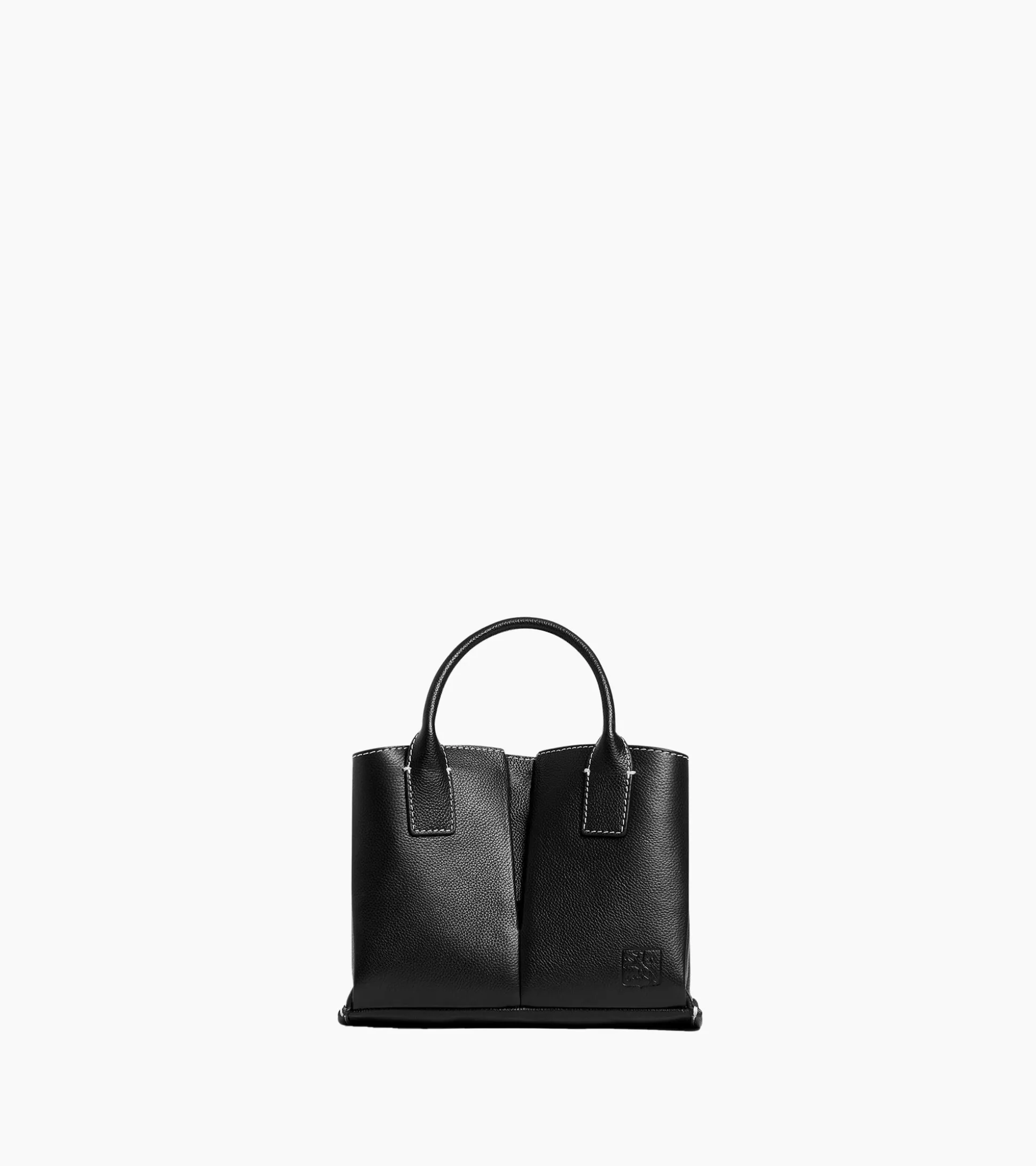 Petit sac cabas Elena en cuir grainé - NOIR 1