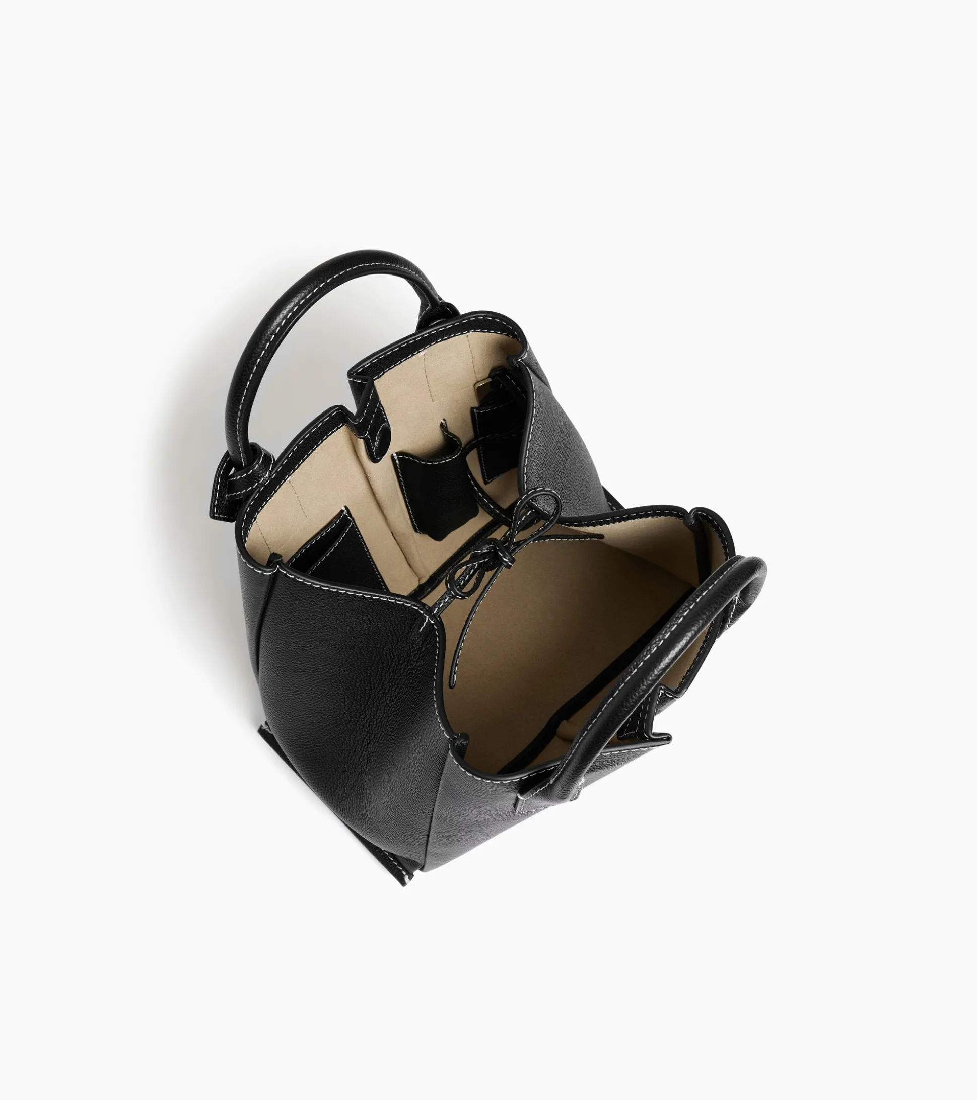 Petit sac cabas Elena en cuir grainé - NOIR 1