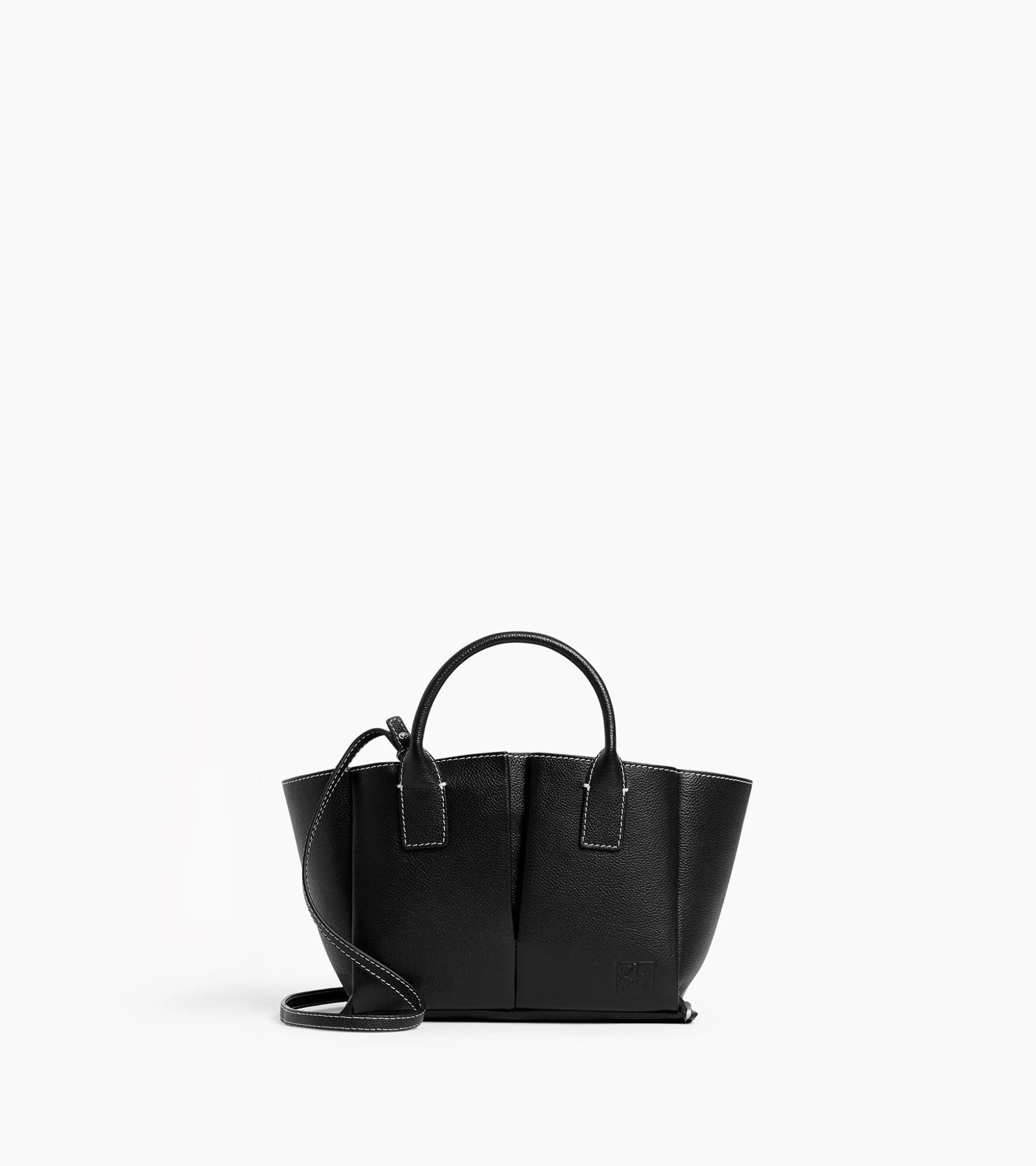 Petit sac cabas Elena en cuir grainé - NOIR 1