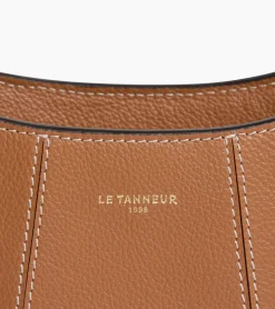 Petit sac demi-lune Juliette en cuir grainé - Brown Tan