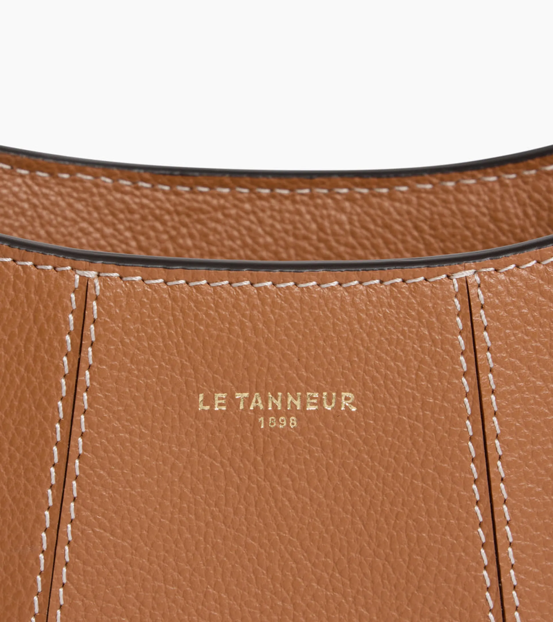 Petit sac demi-lune Juliette en cuir grainé - Brown Tan