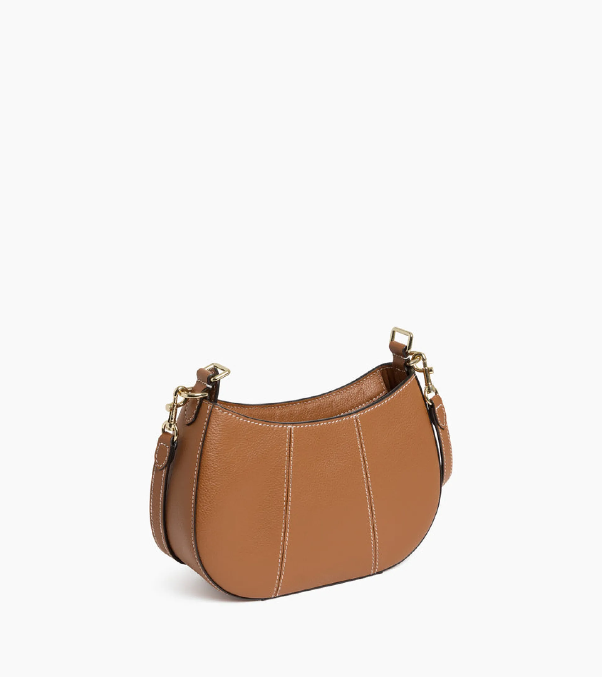Petit sac demi-lune Juliette en cuir grainé - Brown Tan
