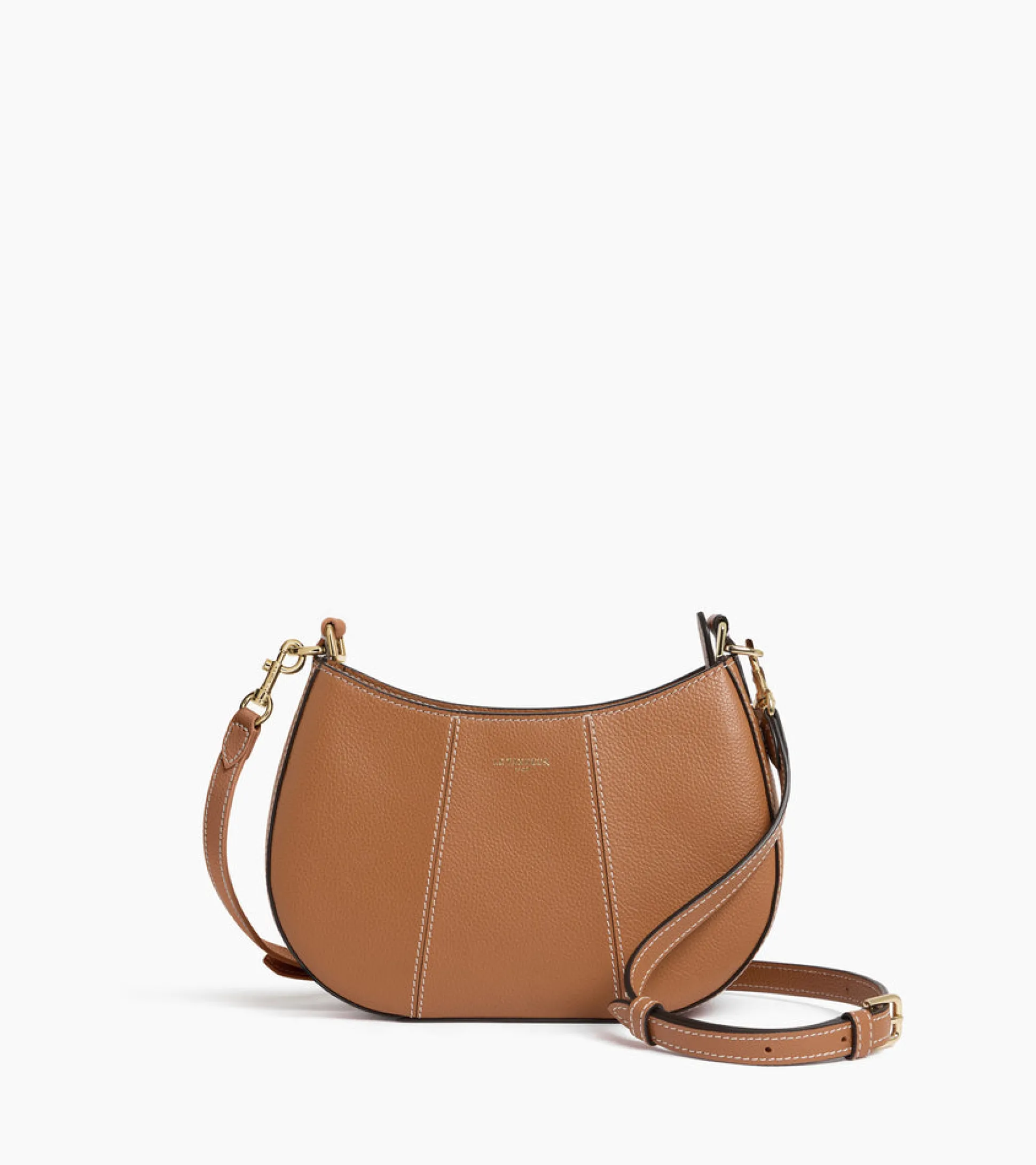 Petit sac demi-lune Juliette en cuir grainé - Brown Tan