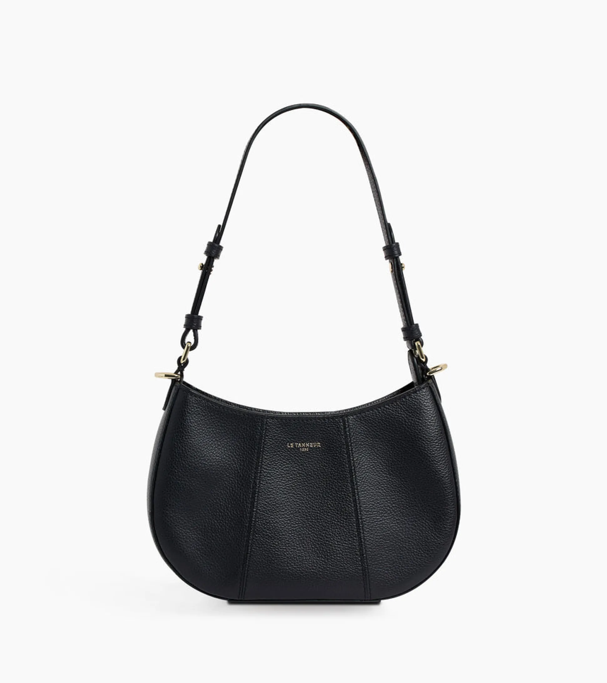 Petit sac demi-lune Juliette en cuir grainé - Black