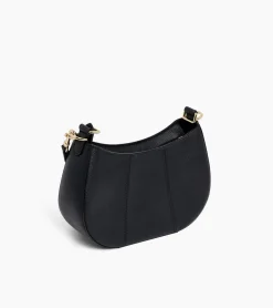 Petit sac demi-lune Juliette en cuir grainé - Black