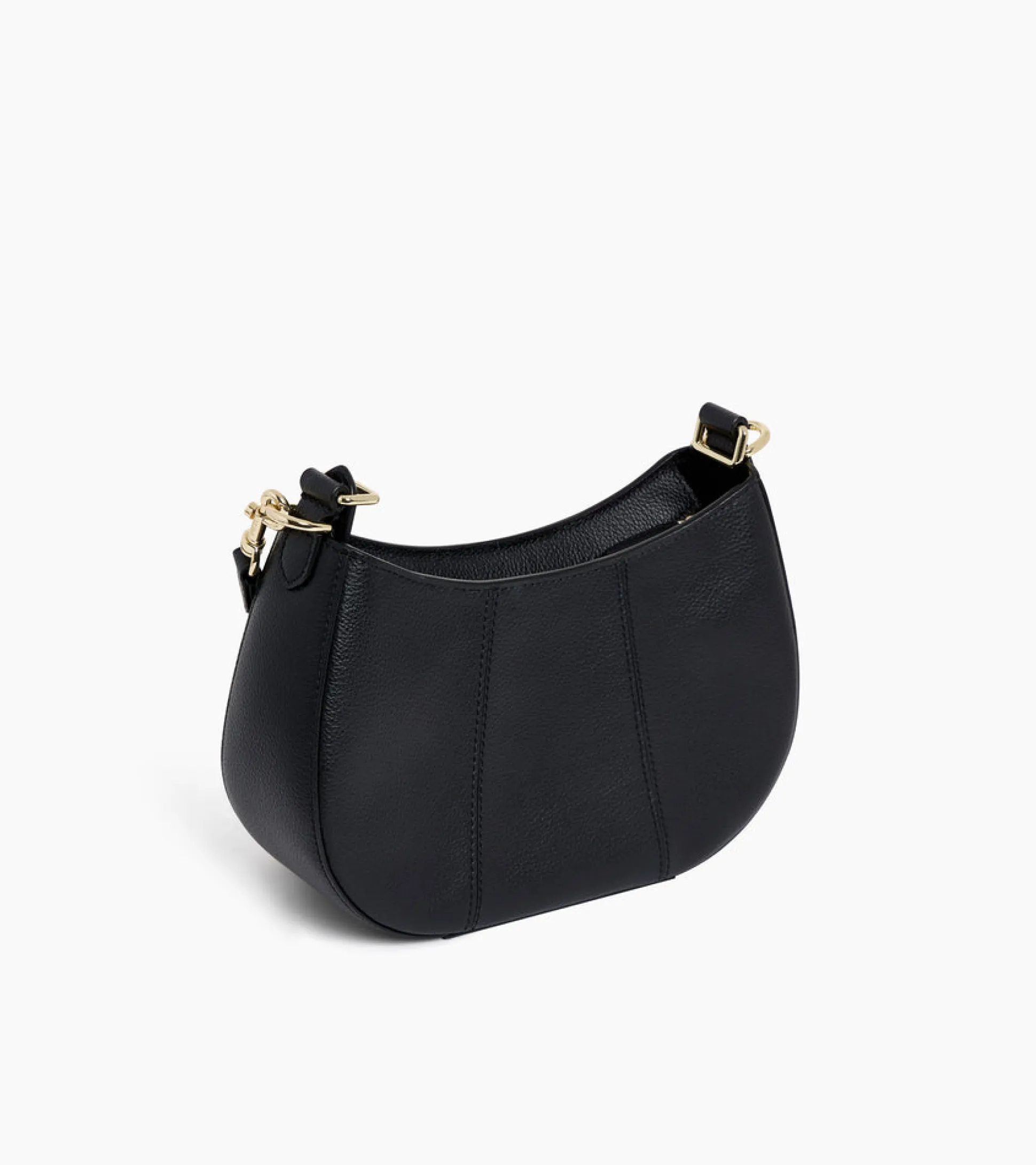 Petit sac demi-lune Juliette en cuir grainé - Black