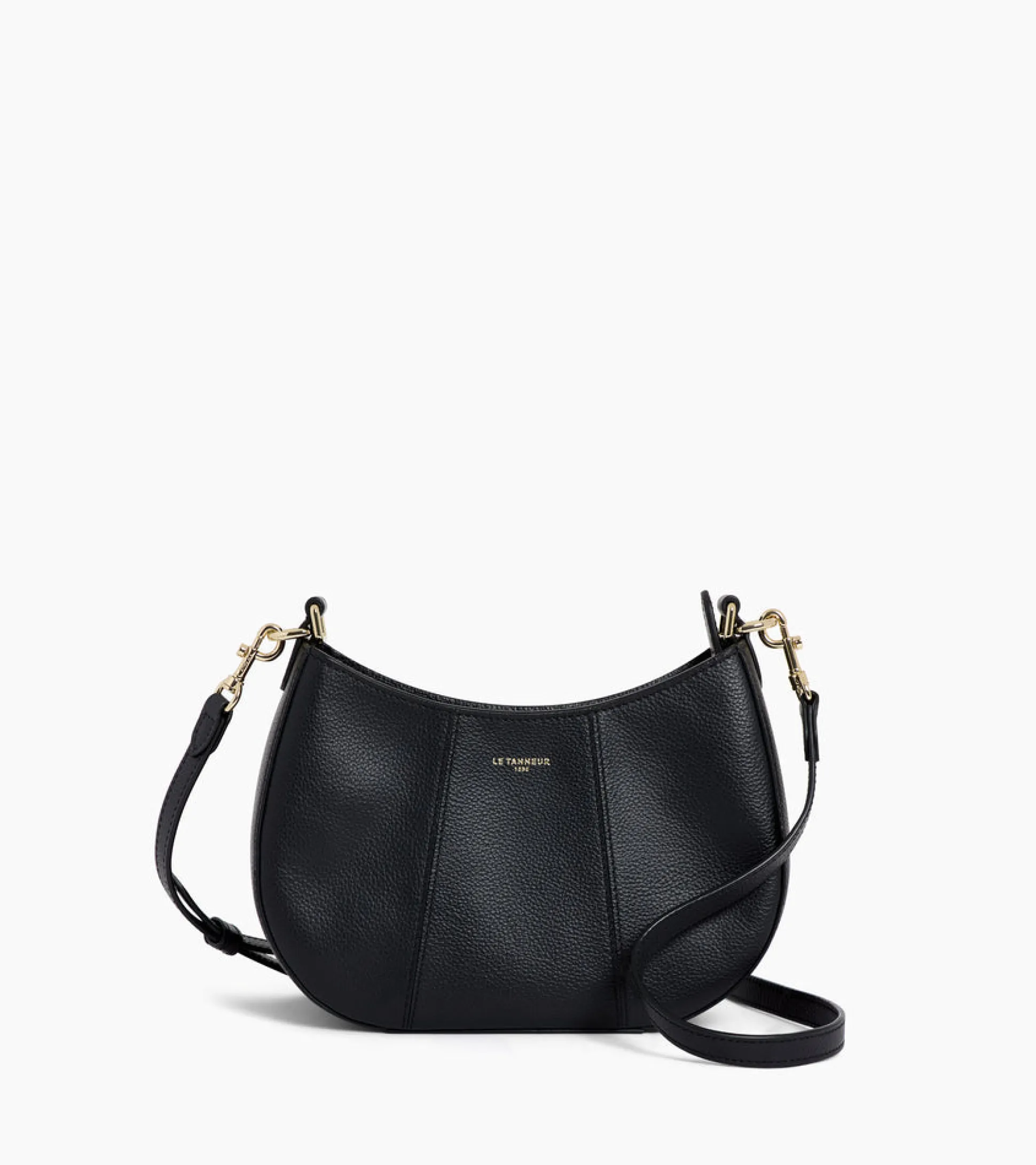 Petit sac demi-lune Juliette en cuir grainé - Black