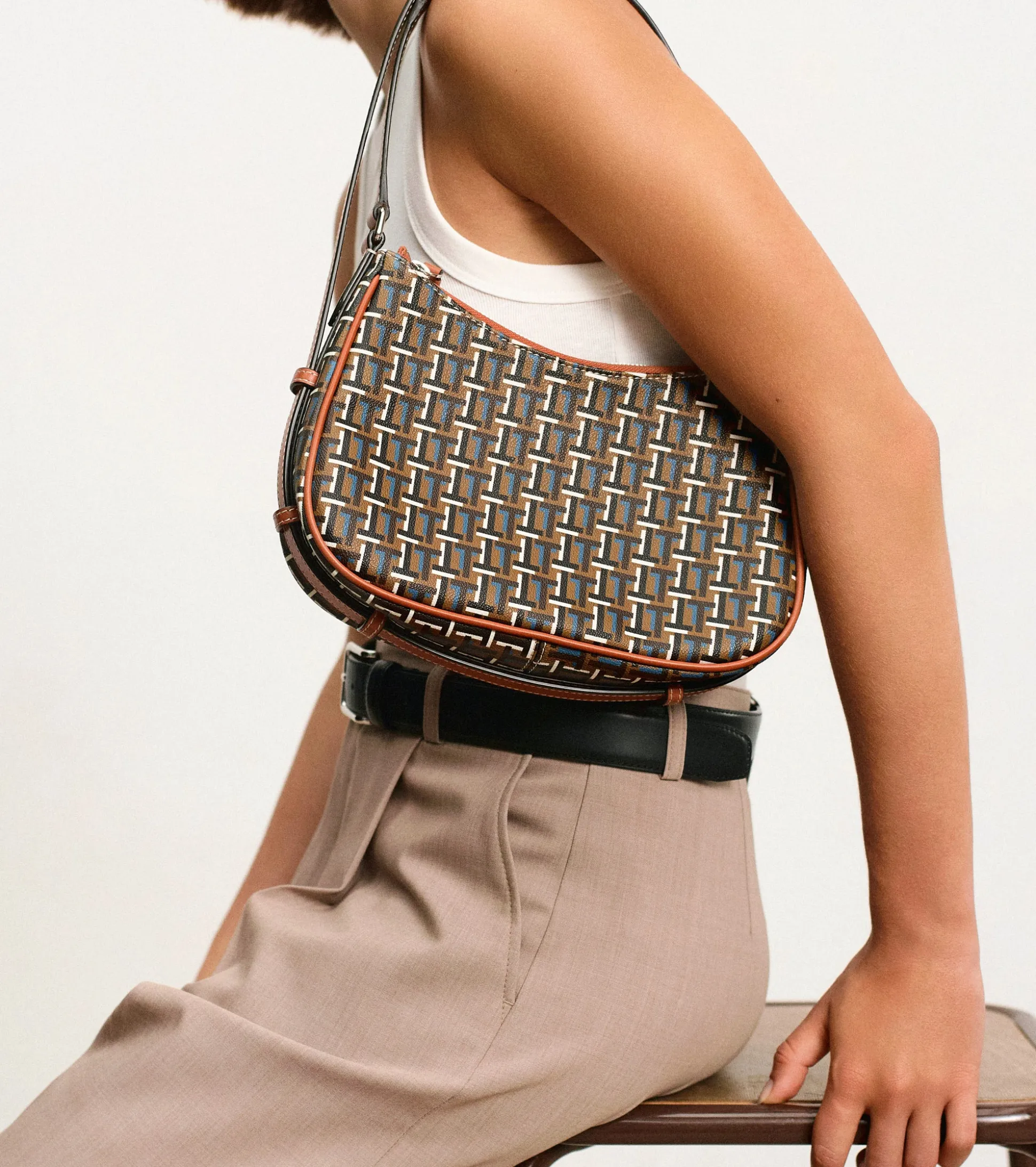 Petit sac porté épaule Camille en toile monogramme - SIGNATURE LT