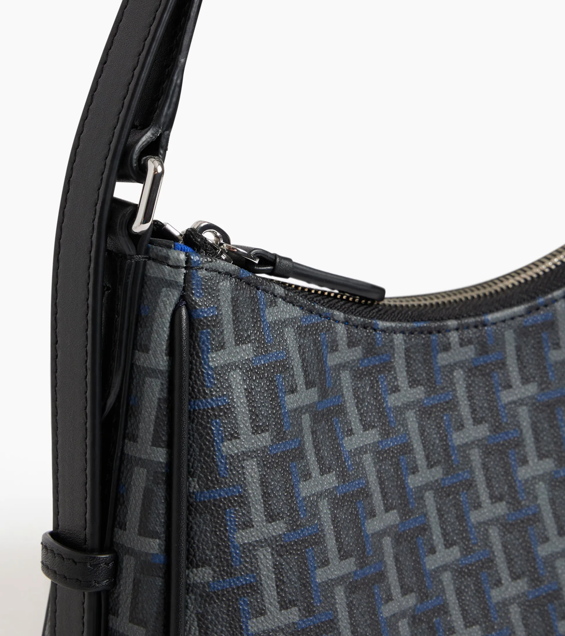 Petit sac porté épaule Camille en toile monogramme - SIGNATURE LT NOIR-NOIR