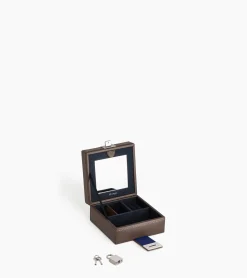 Petite boite à bijoux en cuir - Taupe