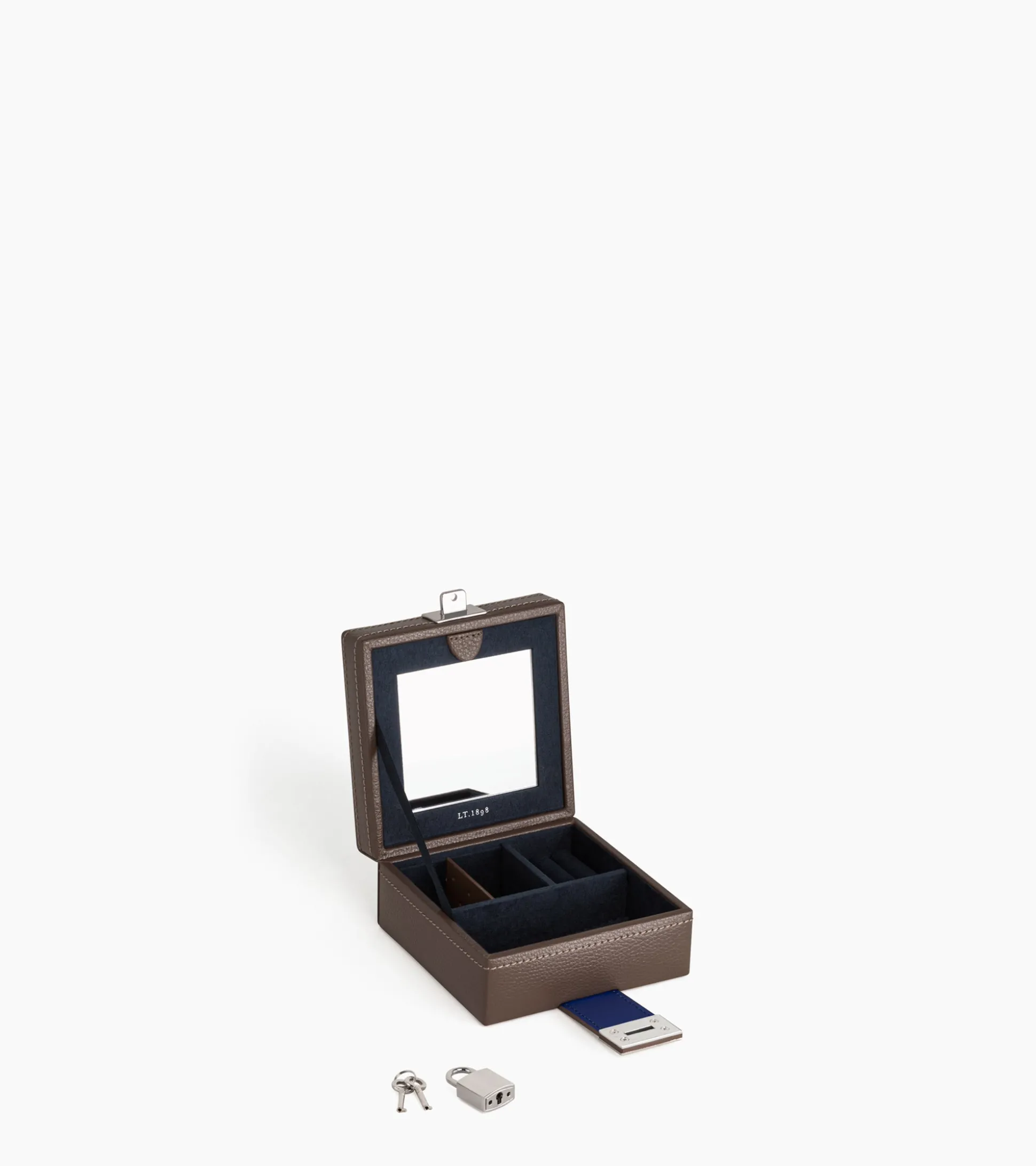 Petite boite à bijoux en cuir - Taupe