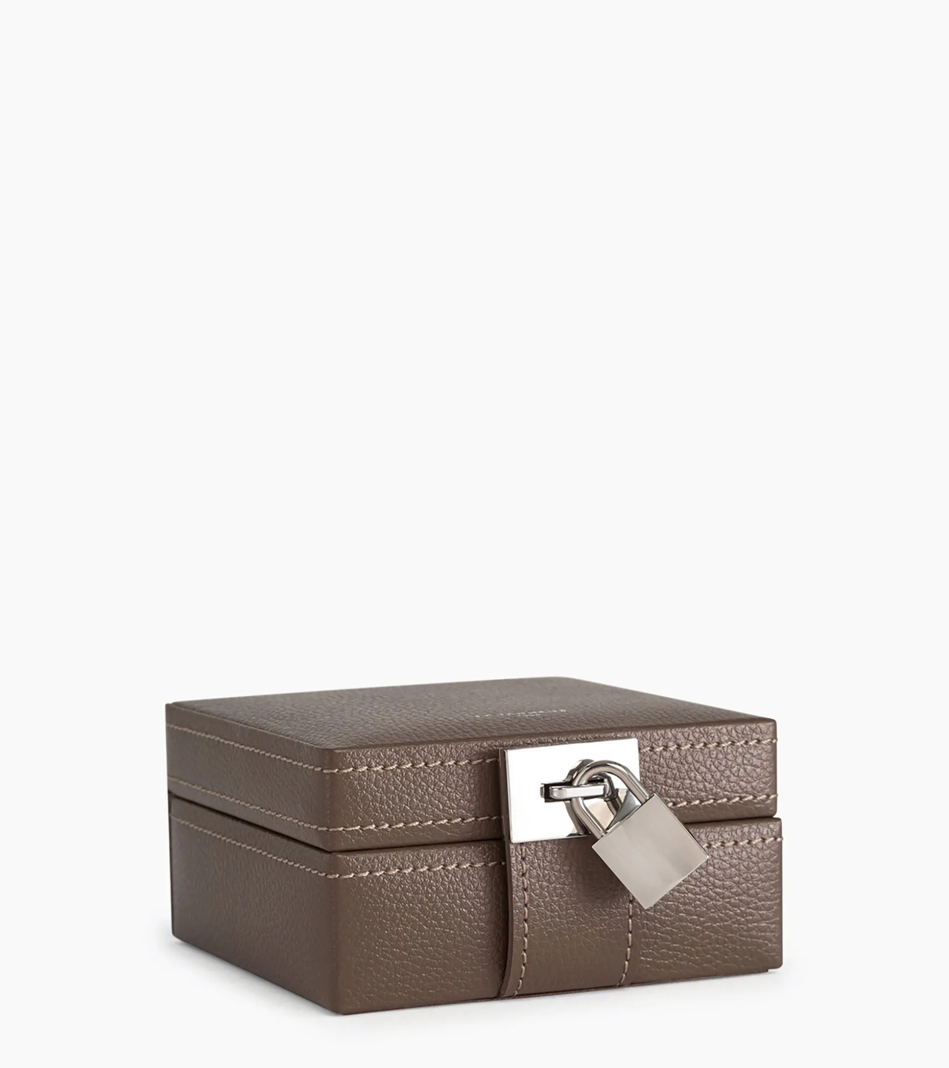 Petite boite à bijoux en cuir - Taupe