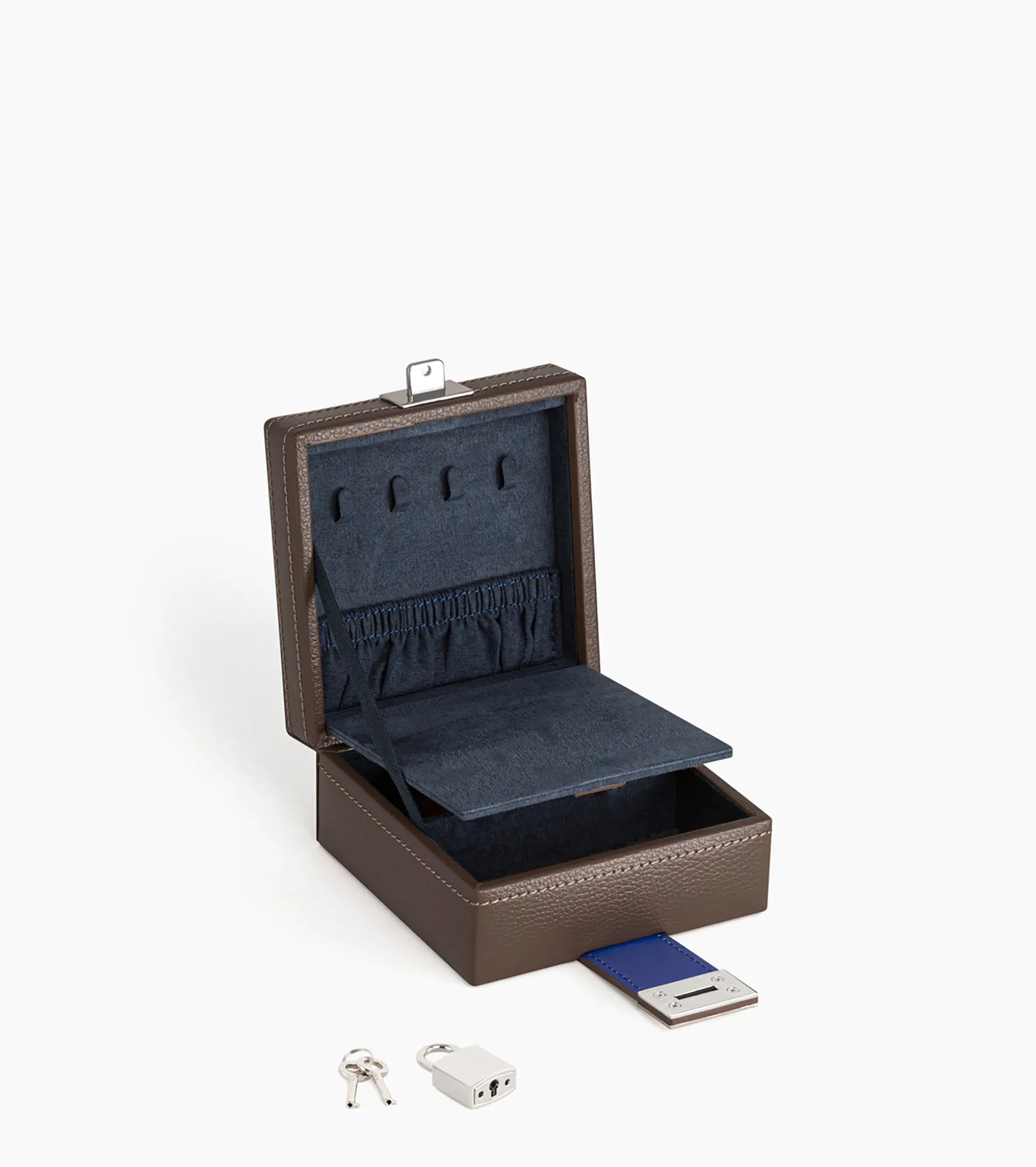 Petite boite à bijoux en cuir - Taupe