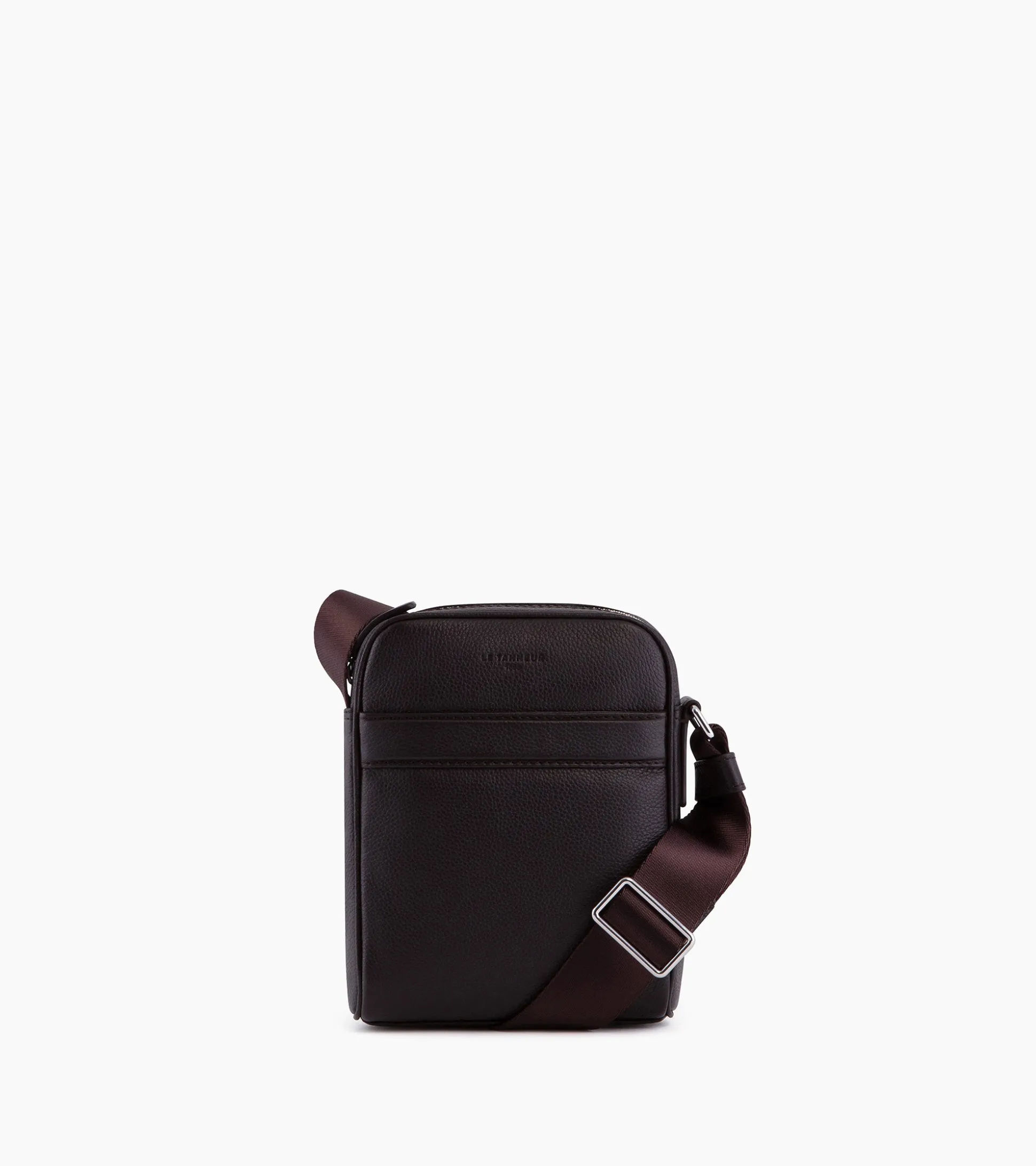 Petite sacoche Charles en cuir grainé - Coffee Brown