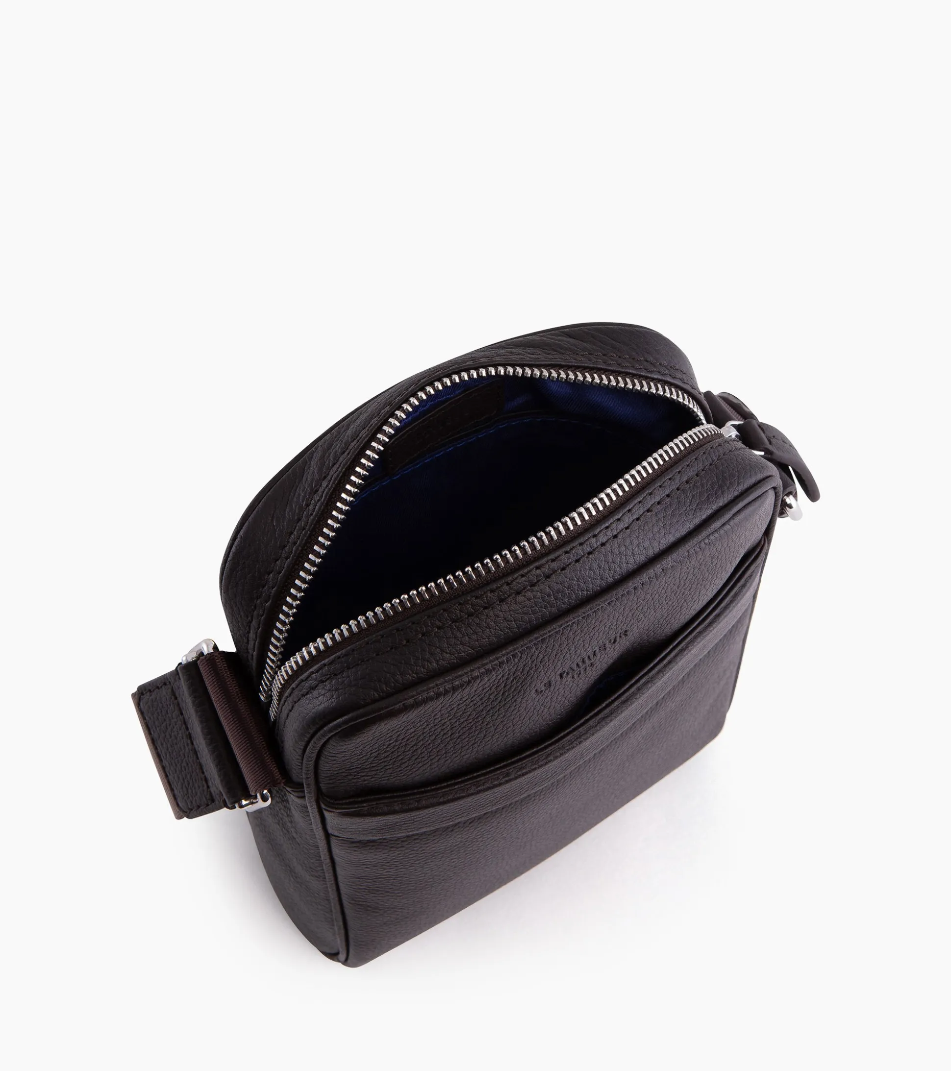 Petite sacoche Charles en cuir grainé - Coffee Brown