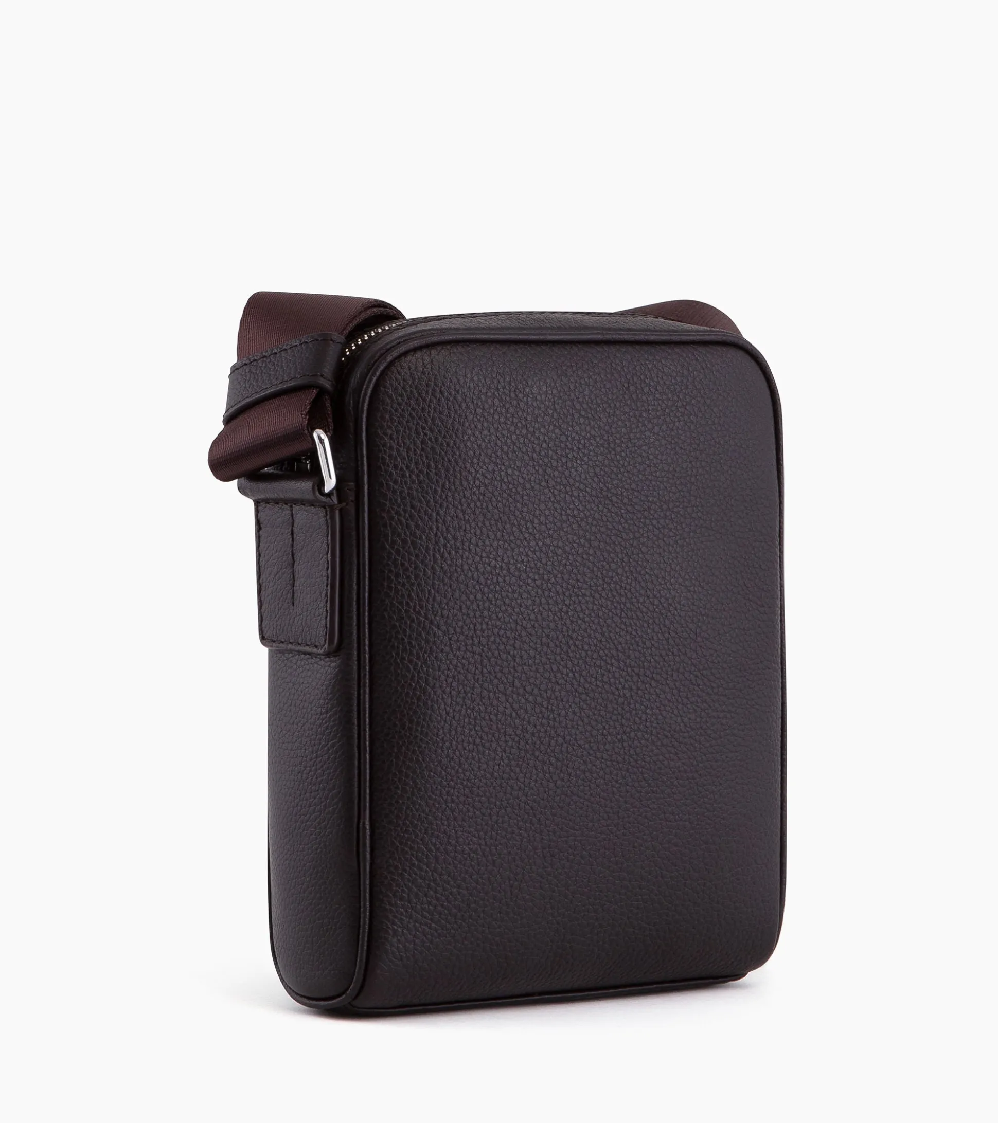 Petite sacoche Charles en cuir grainé - Coffee Brown