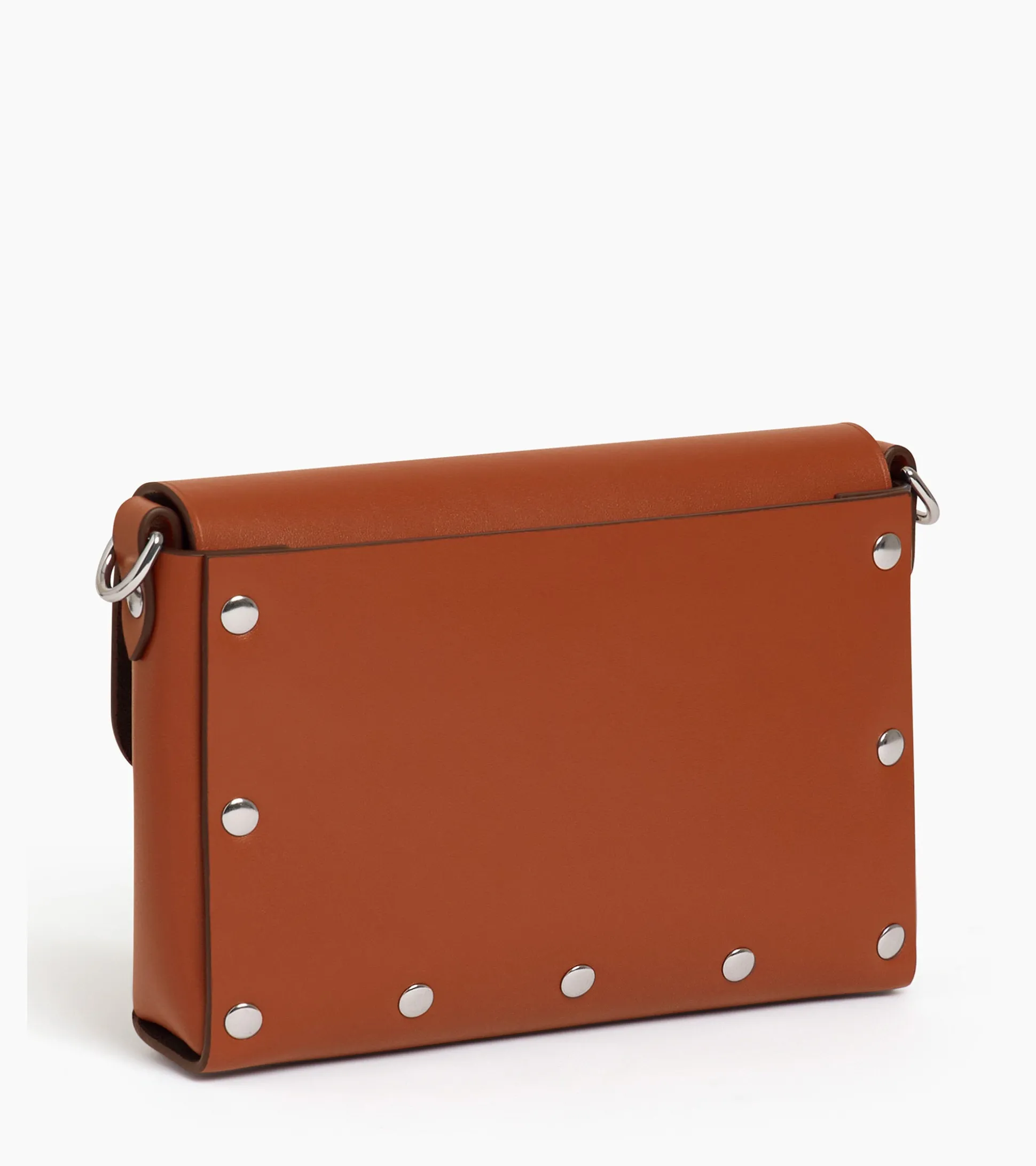 Pochette à rabat avec bandoulières amovibles Sans Couture en cuir lisse - Mahogany Brown