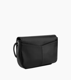 Pochette avec bandoulière amovible Charlotte en cuir lisse - Black