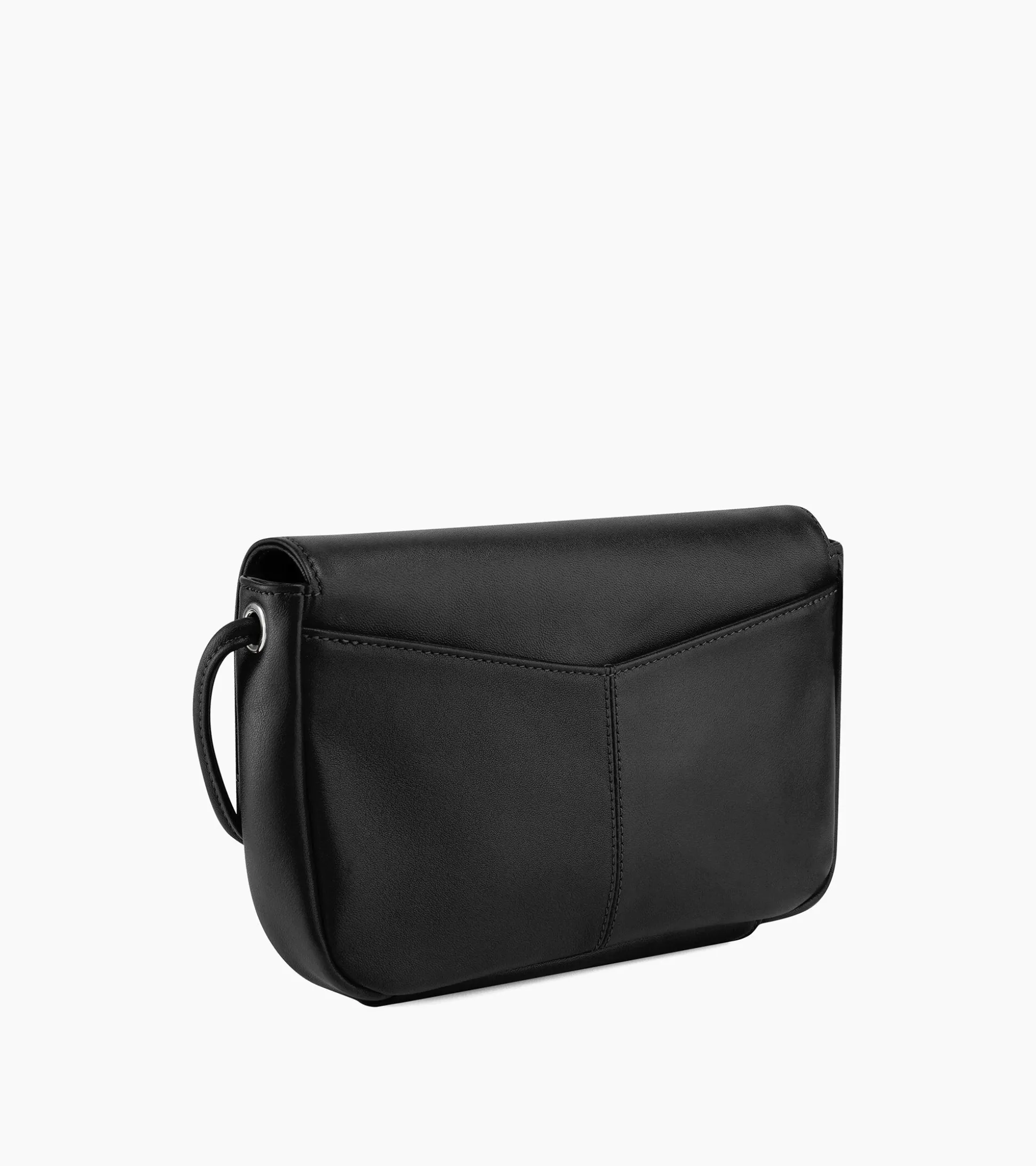 Pochette avec bandoulière amovible Charlotte en cuir lisse - Black