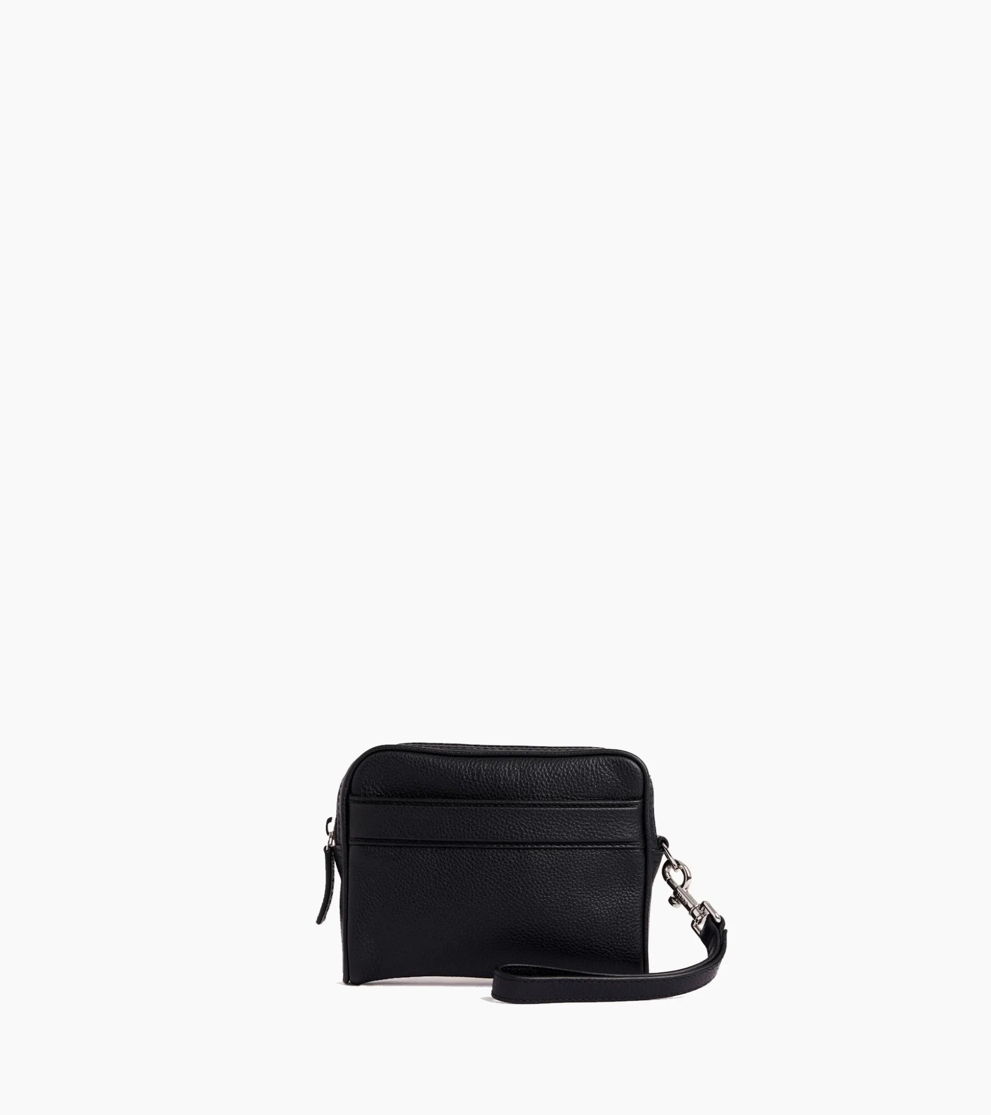 Pochette avec dragonne amovible Charles en cuir grainé - Black