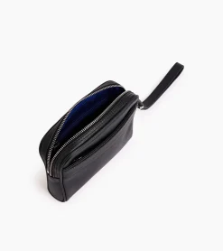 Pochette avec dragonne amovible Charles en cuir grainé - Black