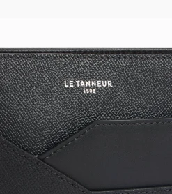 Pochette avec dragonne Gaston en cuir grain croisé - Black