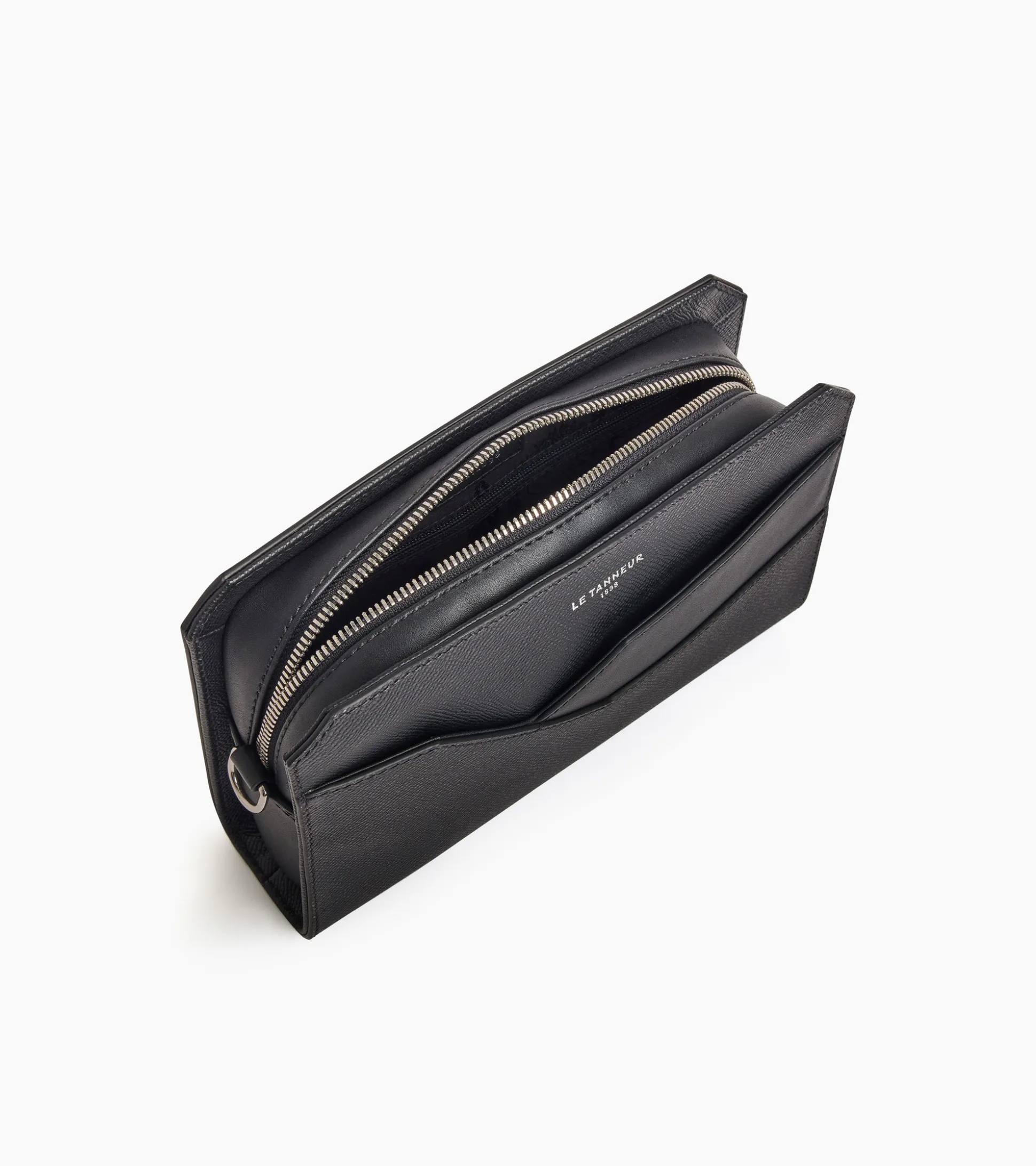 Pochette avec dragonne Gaston en cuir grain croisé - Black