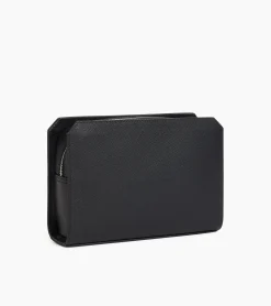 Pochette avec dragonne Gaston en cuir grain croisé - Black