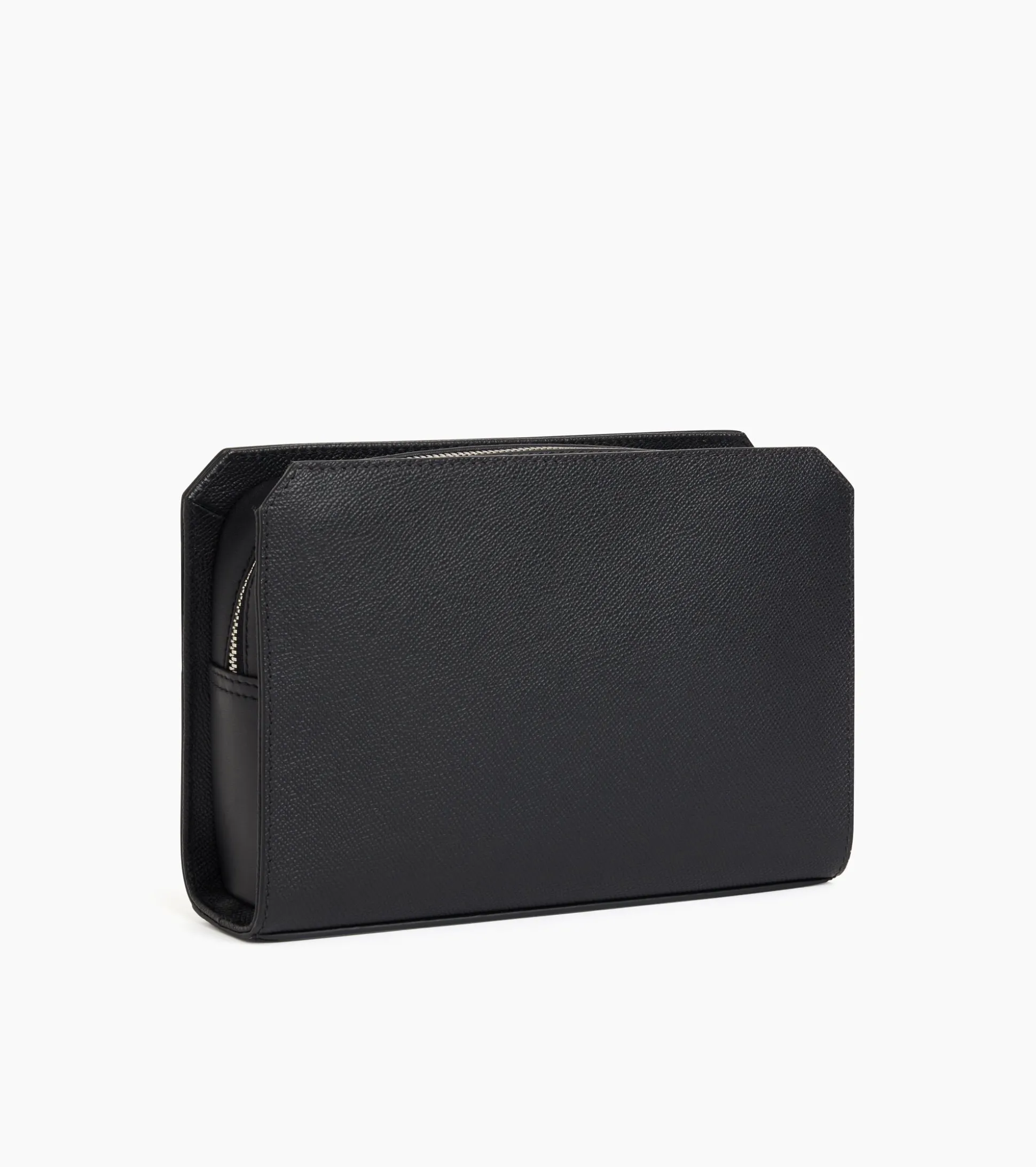 Pochette avec dragonne Gaston en cuir grain croisé - Black