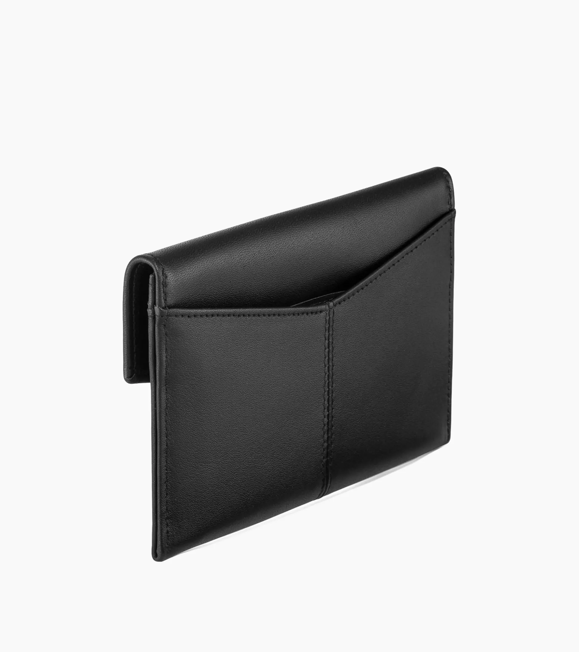 Pochette enveloppe moyen modèle Charlotte en cuir lisse - Black