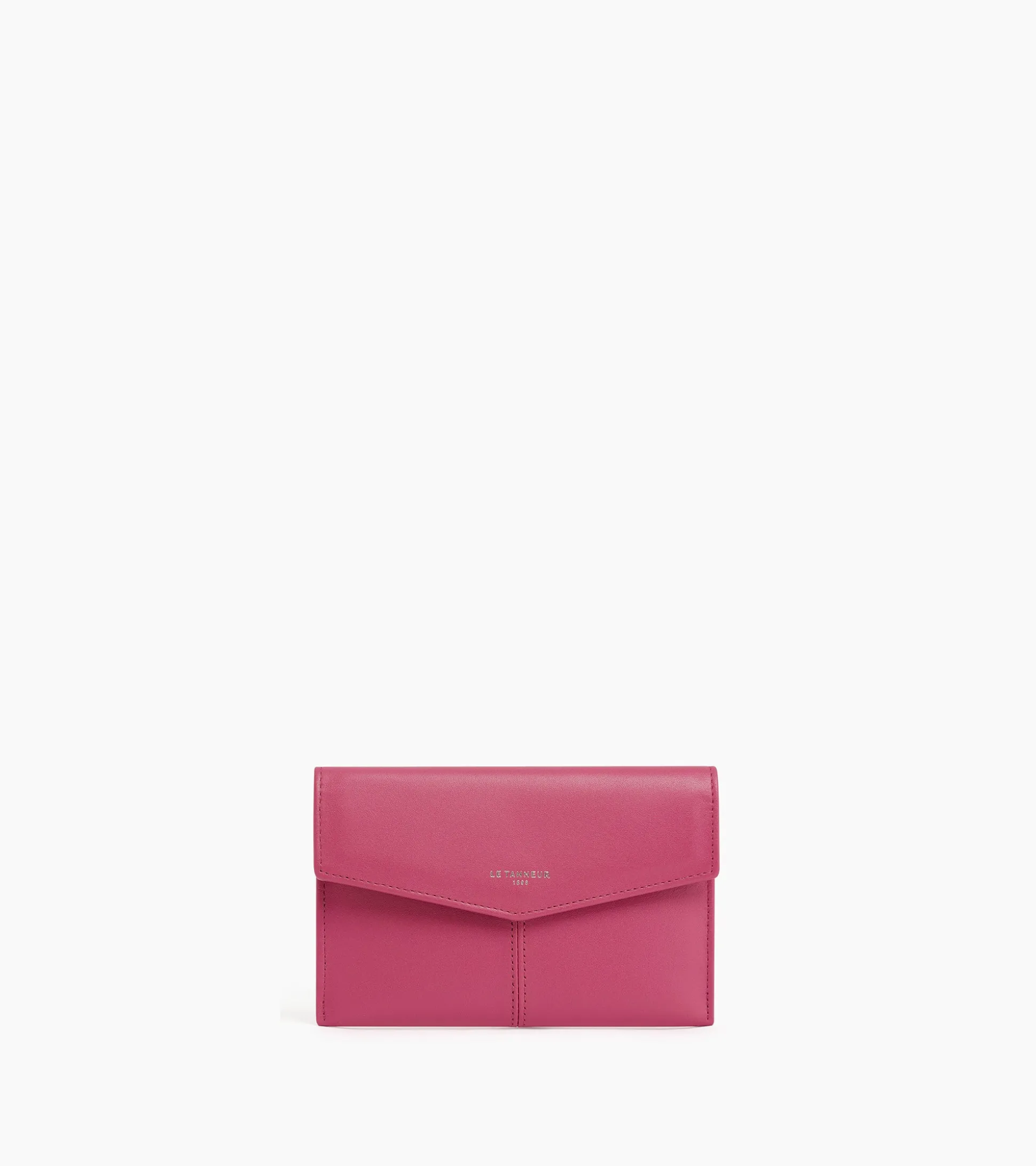 Pochette enveloppe moyen modèle Charlotte en cuir lisse - Pink Fuxia