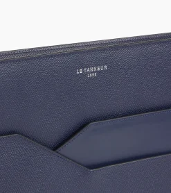 Pochette ordinateur Gaston en cuir grain croisé - Twilight Blue