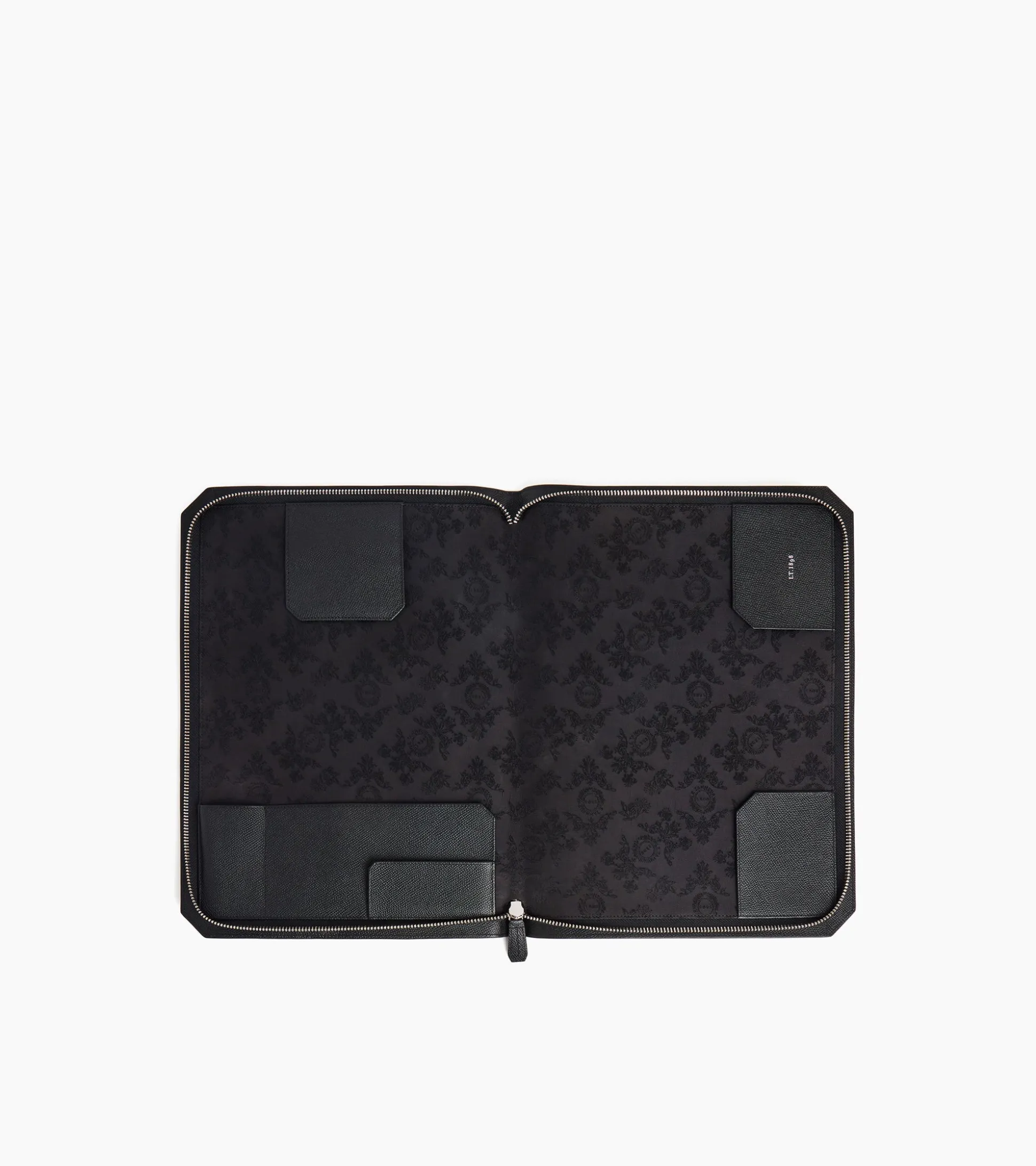Pochette ordinateur Gaston en cuir grain croisé - Black