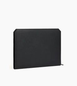 Pochette ordinateur Gaston en cuir grain croisé - Black