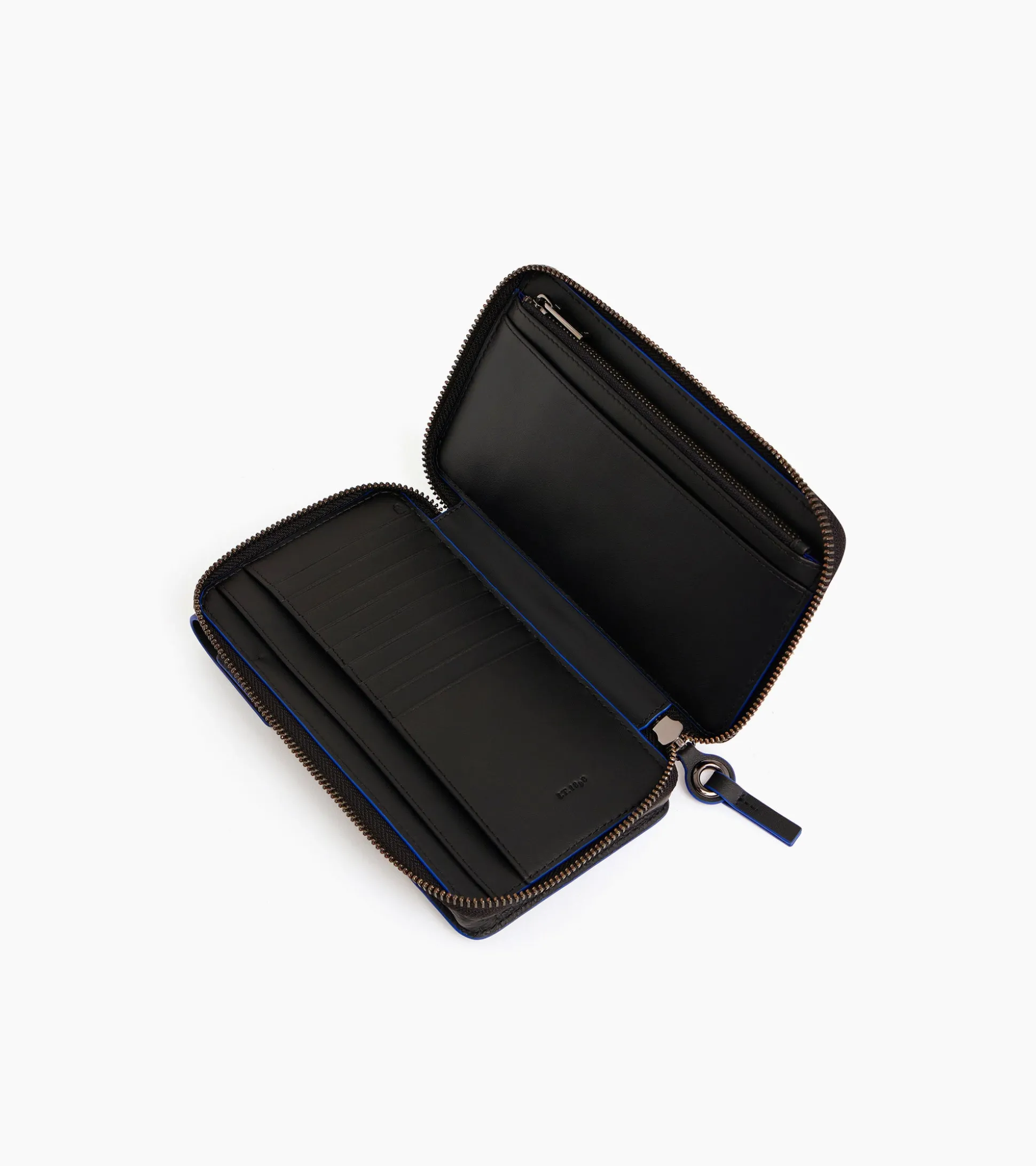 Pochette téléphone zippée tour de cou Alexis en cuir grainé - Black