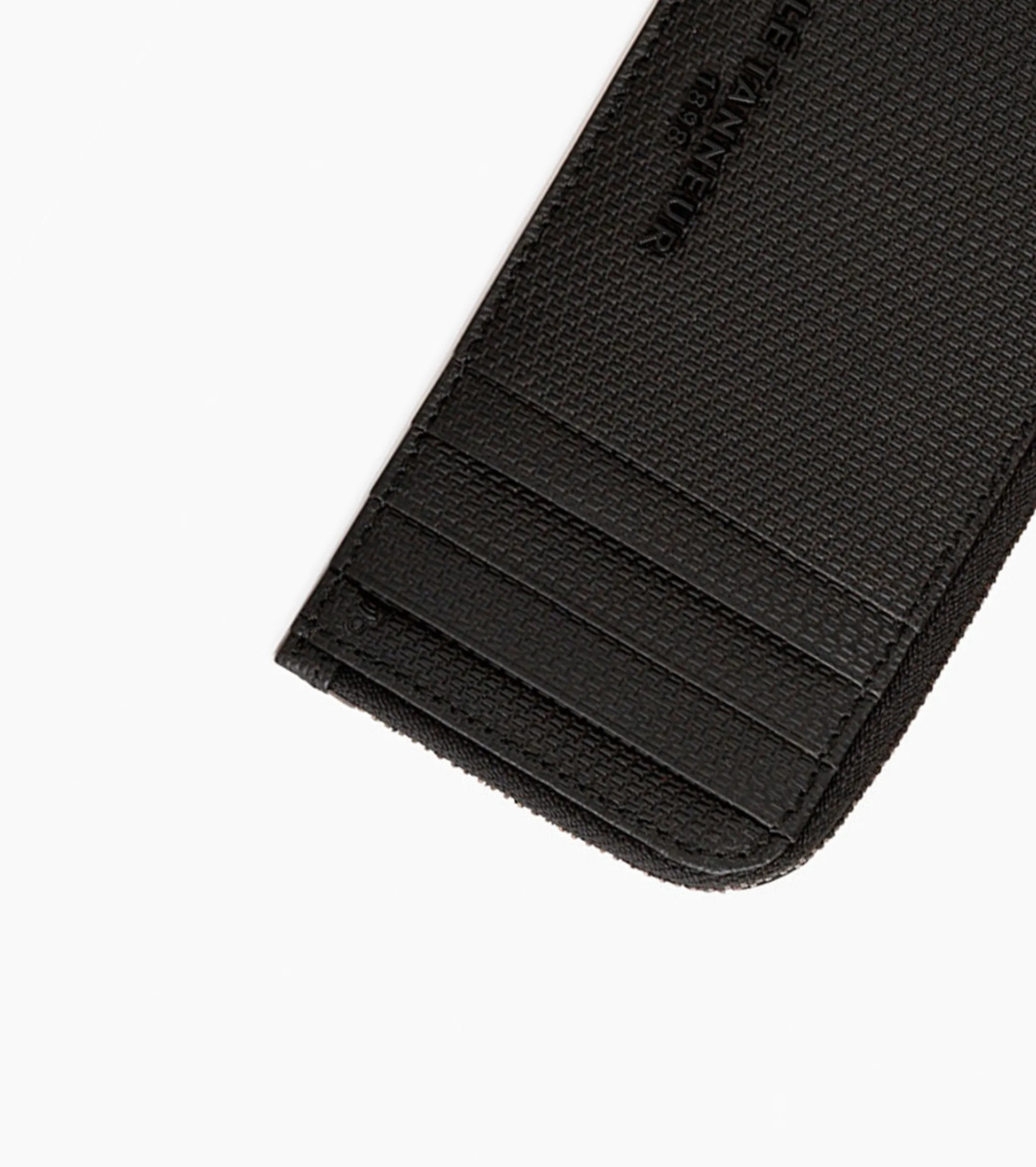 Porte carte large zippé Emile en cuir signature T - Black