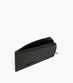 Porte carte large zippé Emile en cuir signature T - Black