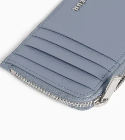 Porte carte large zippé Emile en cuir signature T - BLEU ARGILE