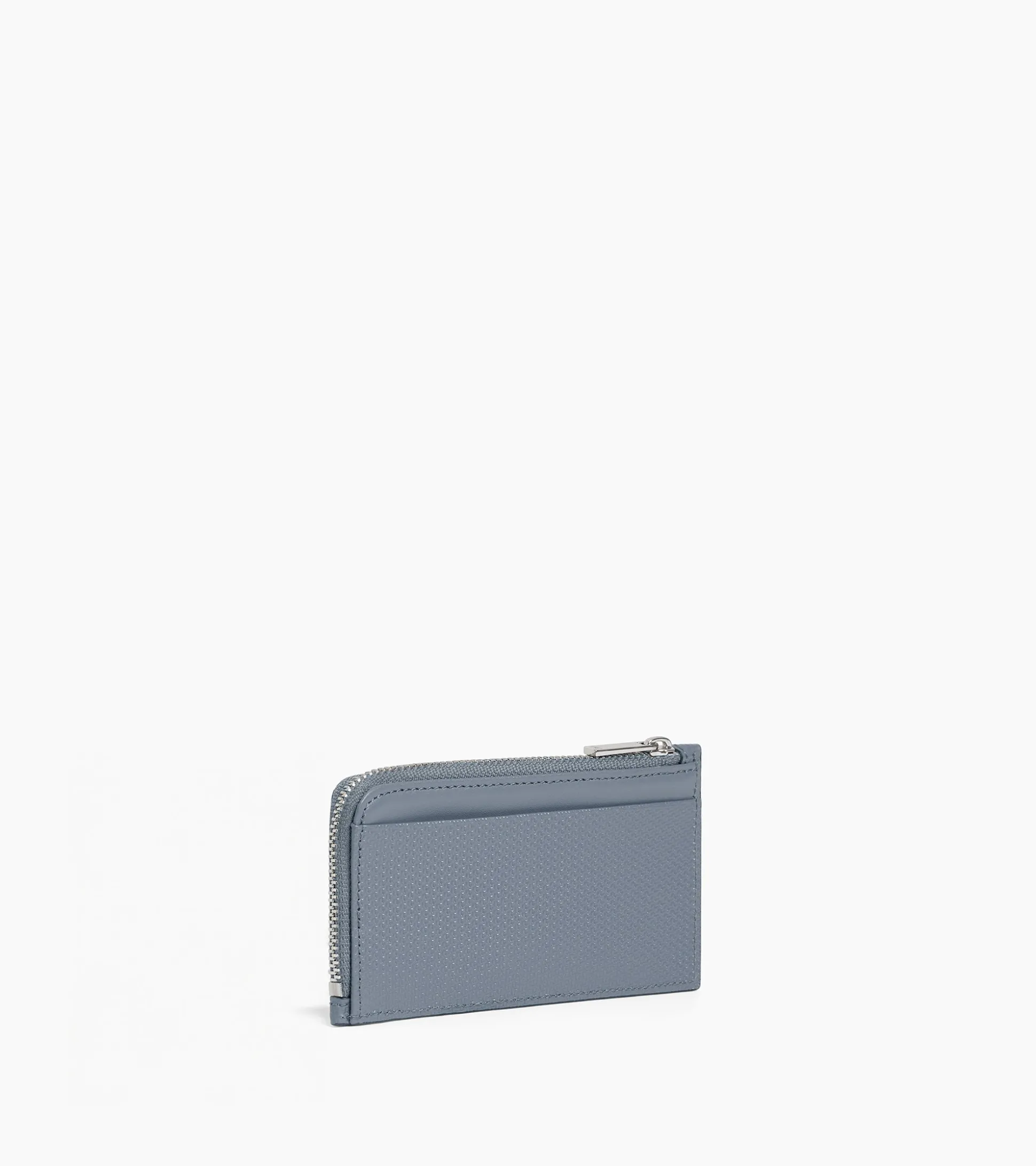 Porte carte large zippé Emile en cuir signature T - BLEU ARGILE