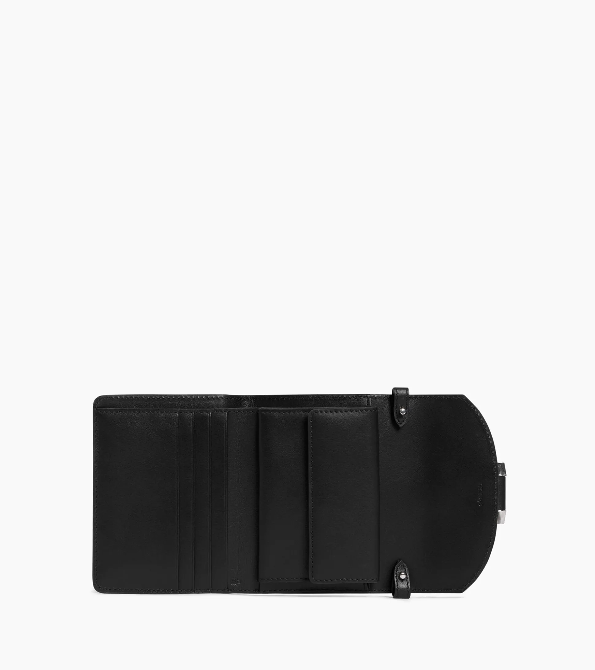 Porte cartes à bandoulière amovible Pia en cuir lisse - NOIR 1