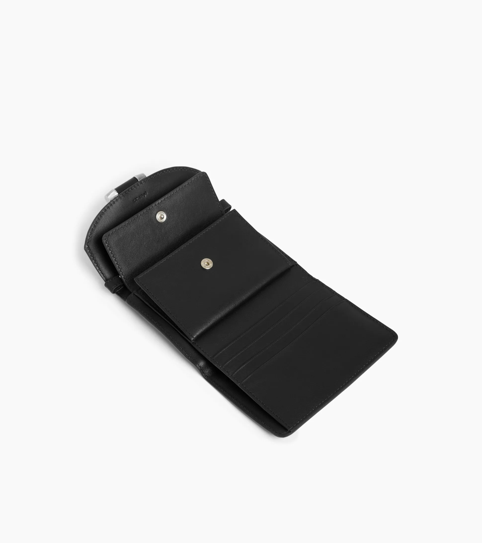 Porte cartes à bandoulière amovible Pia en cuir lisse - NOIR 1