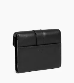 Porte cartes à bandoulière amovible Pia en cuir lisse - NOIR 1