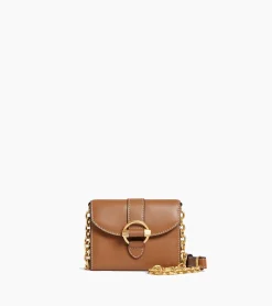 Porte cartes à bandoulière amovible Pia en cuir lisse - TAN