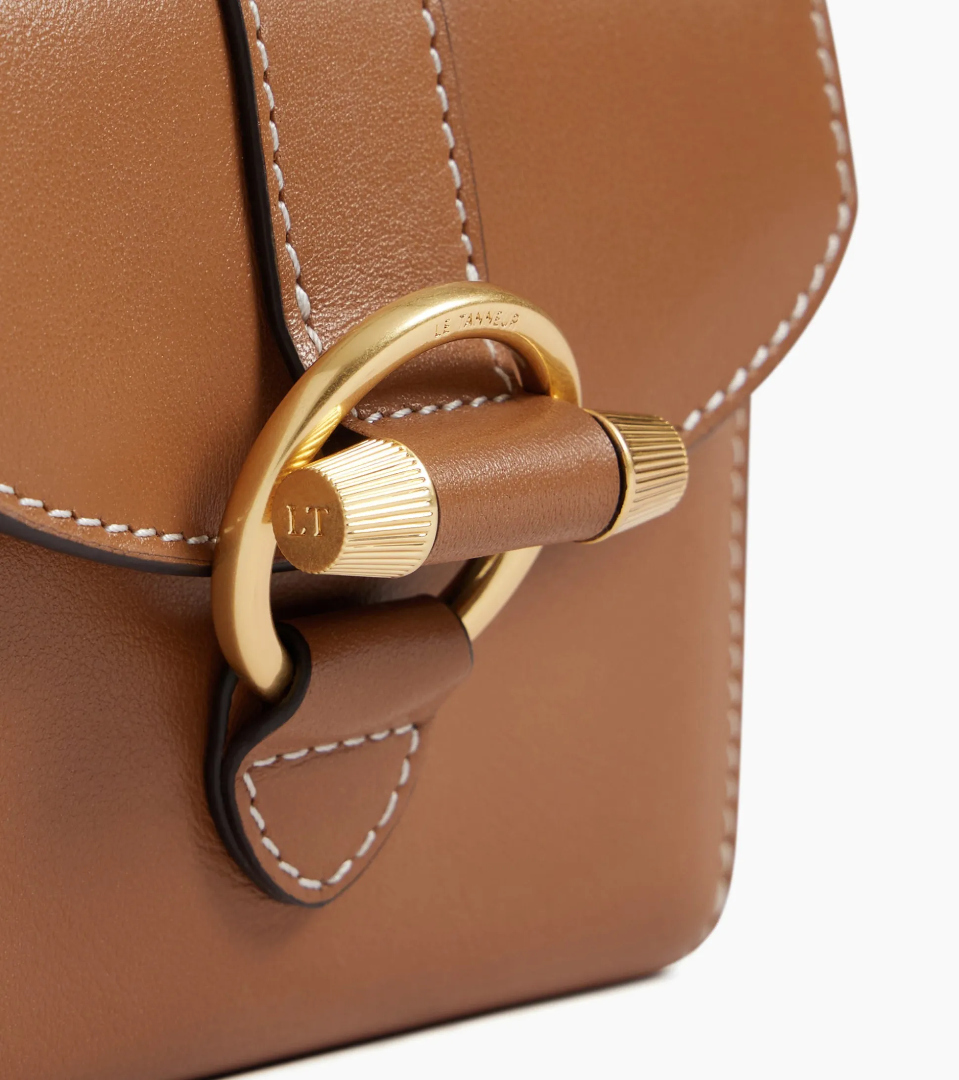 Porte cartes à bandoulière amovible Pia en cuir lisse - TAN