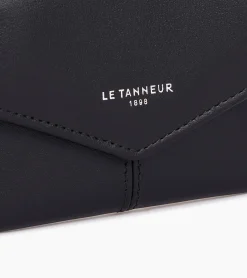 Porte cartes à rabat Charlotte en cuir lisse - Black